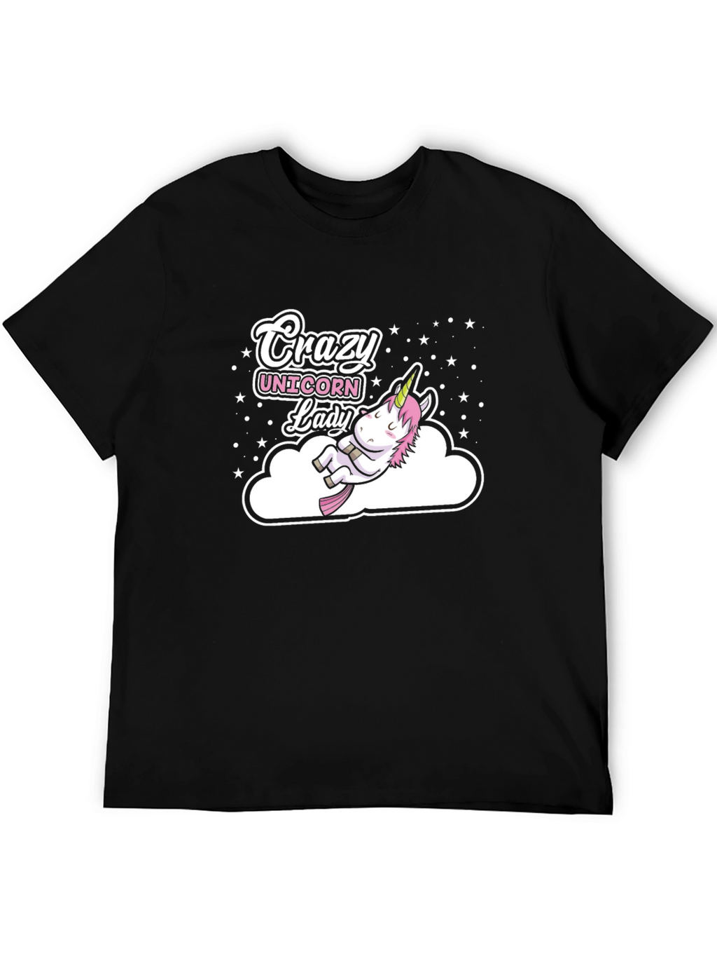 Crazy Unicorn Lady Black T-Shirt