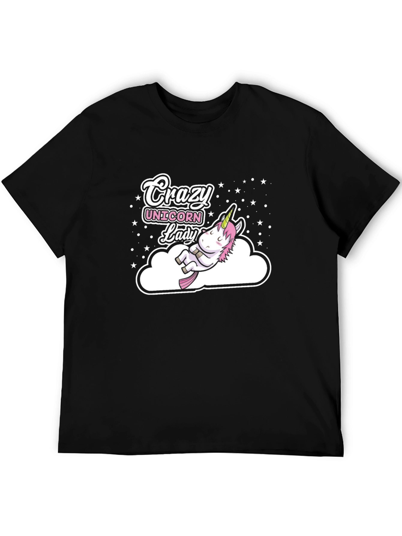 Crazy Unicorn Lady Black T-Shirt