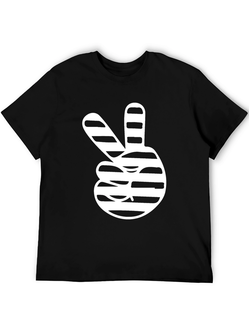 Peace Sign Striped Graphic Tee - Stylish Black T-Shirt