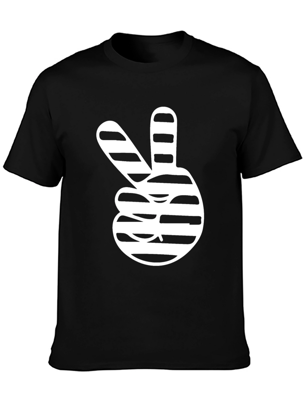 Peace Sign Striped Graphic Tee - Stylish Black T-Shirt