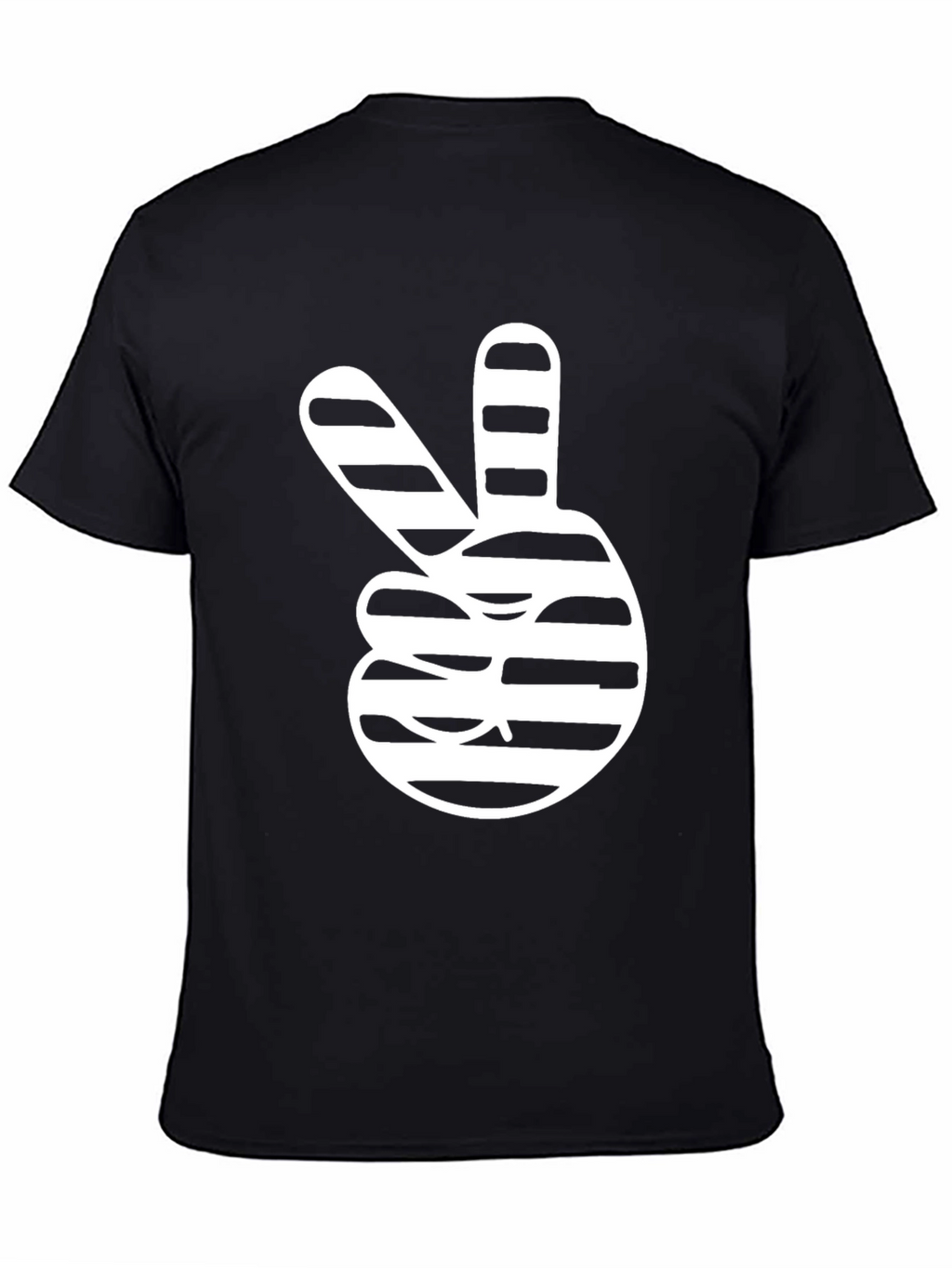 Peace Sign Striped Graphic Tee - Stylish Black T-Shirt