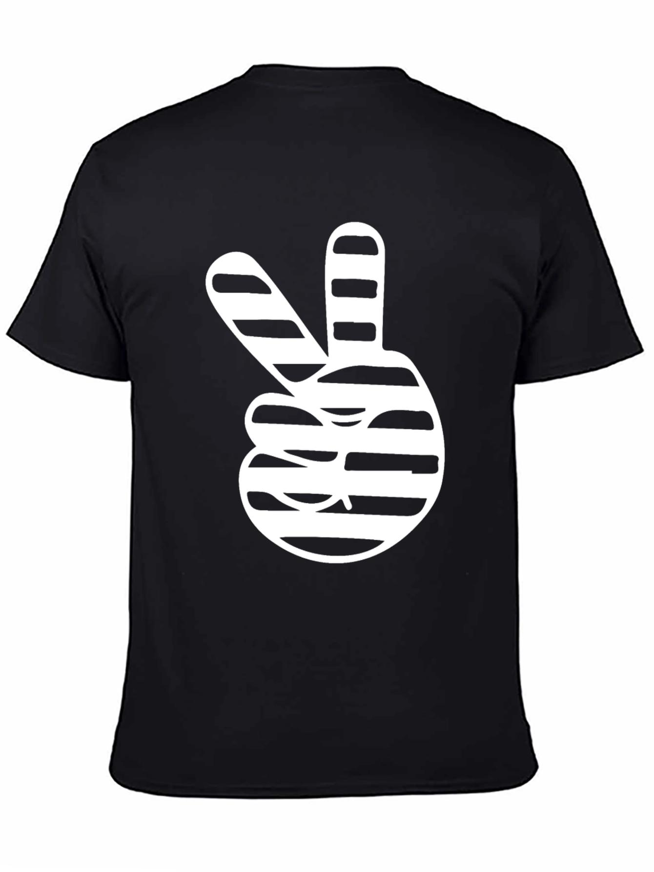 Peace Sign Striped Graphic Tee - Stylish Black T-Shirt