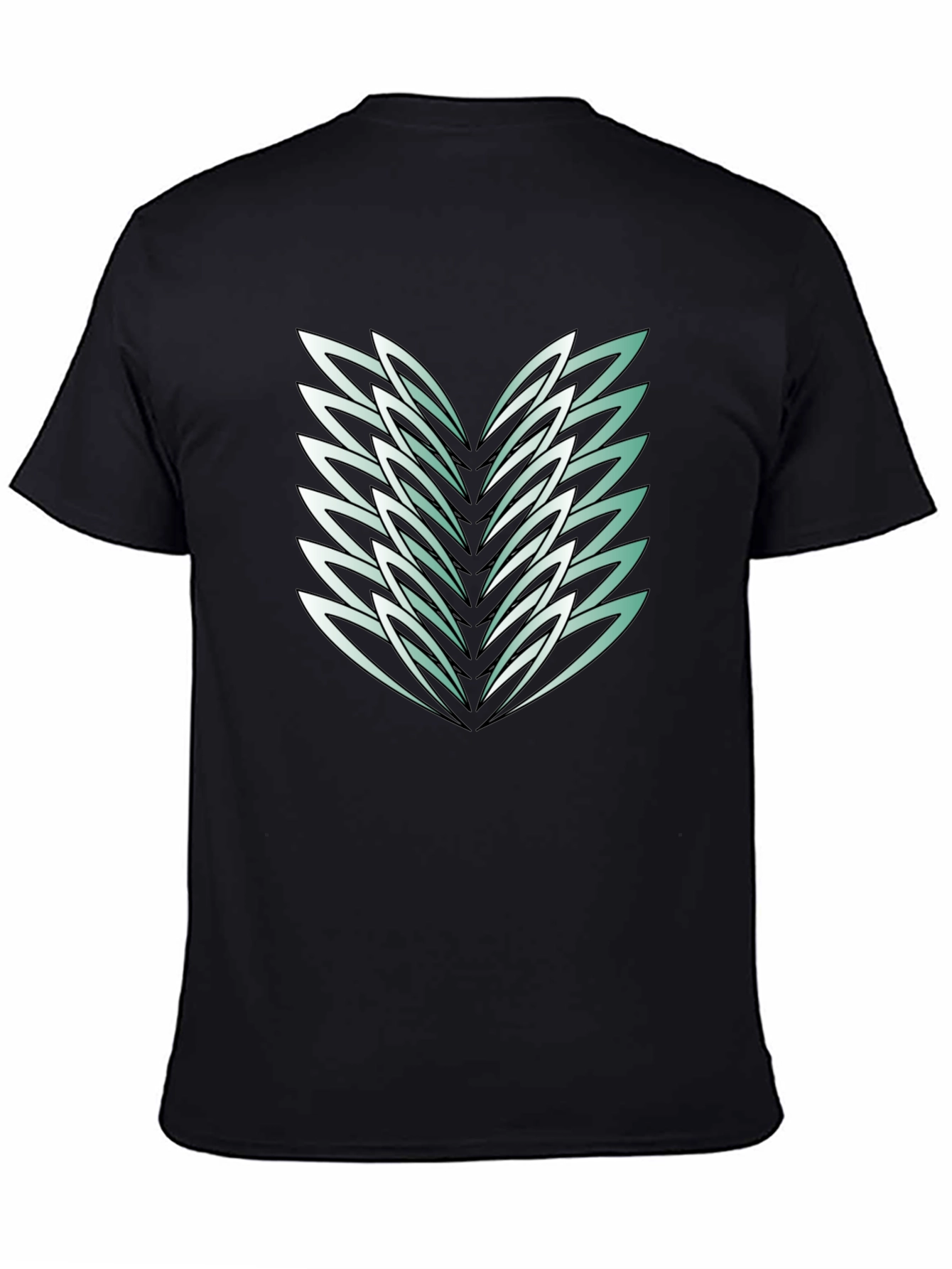 Abstract Feather Graphic Black Tee