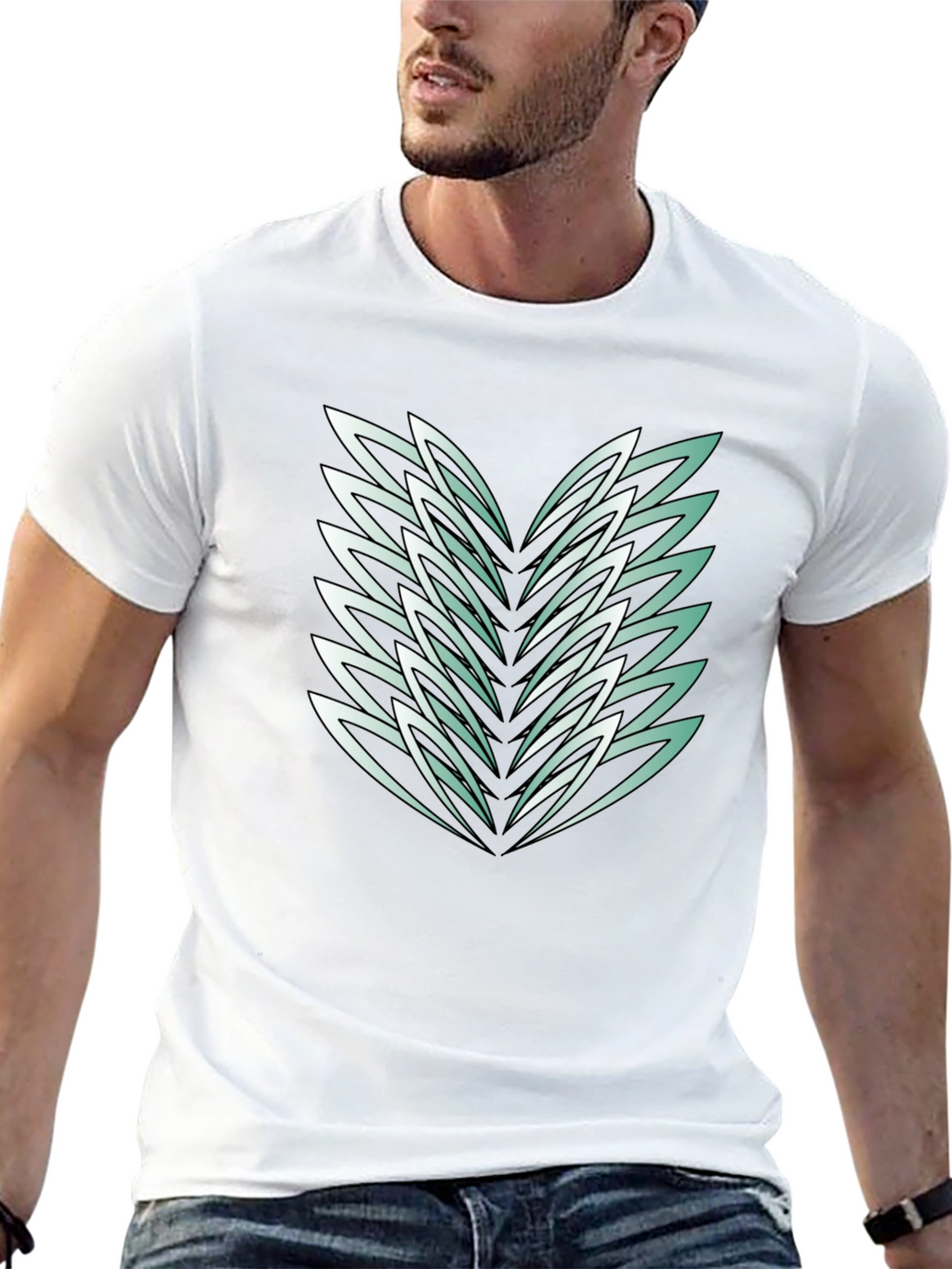 Abstract Feather Graphic Black Tee