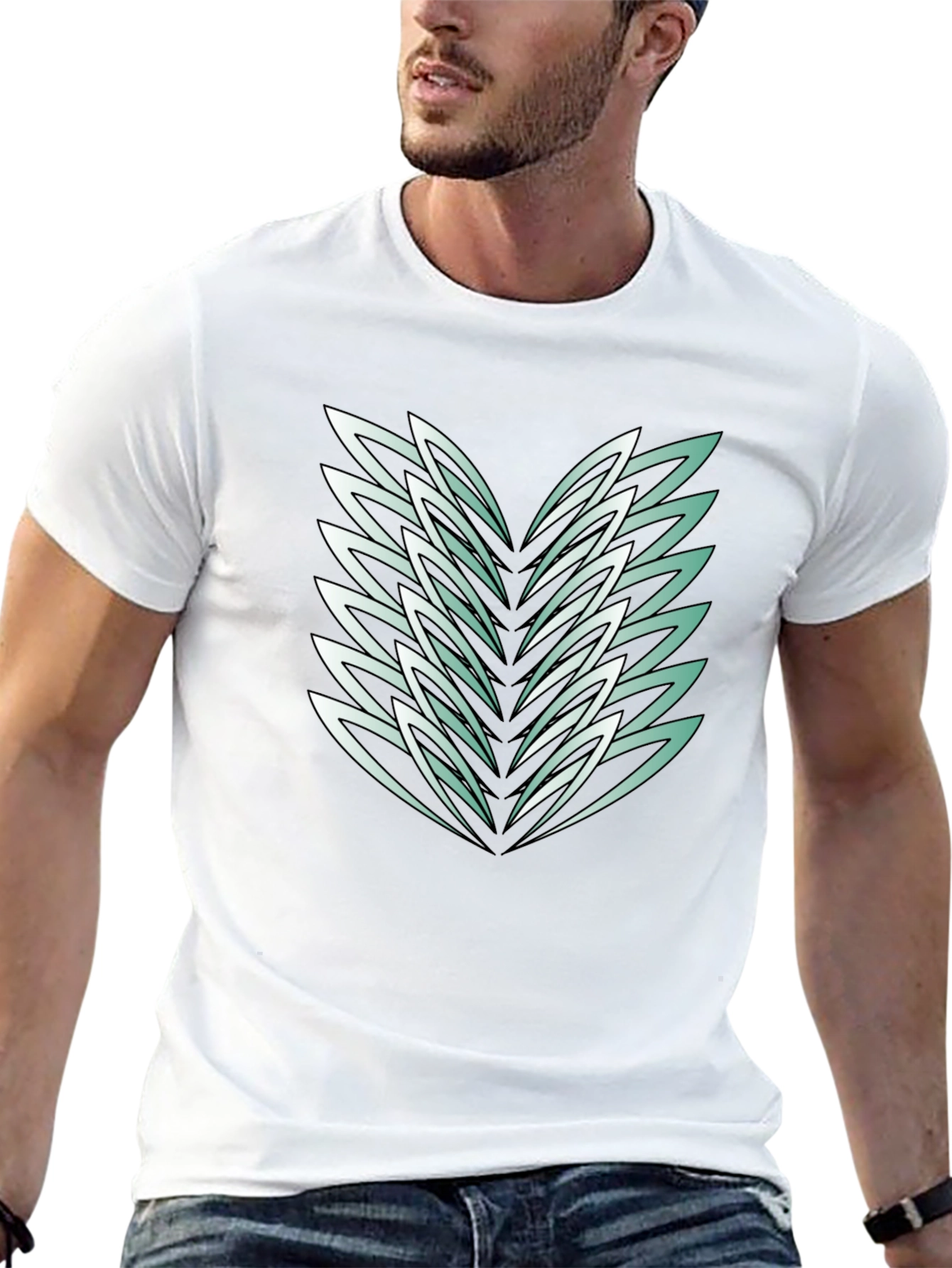 Abstract Feather Graphic Black Tee