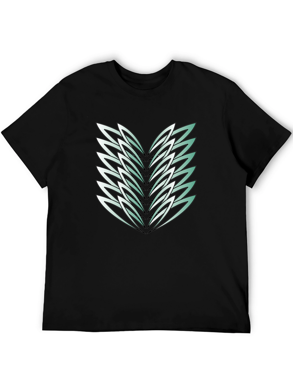 Abstract Feather Graphic Black Tee