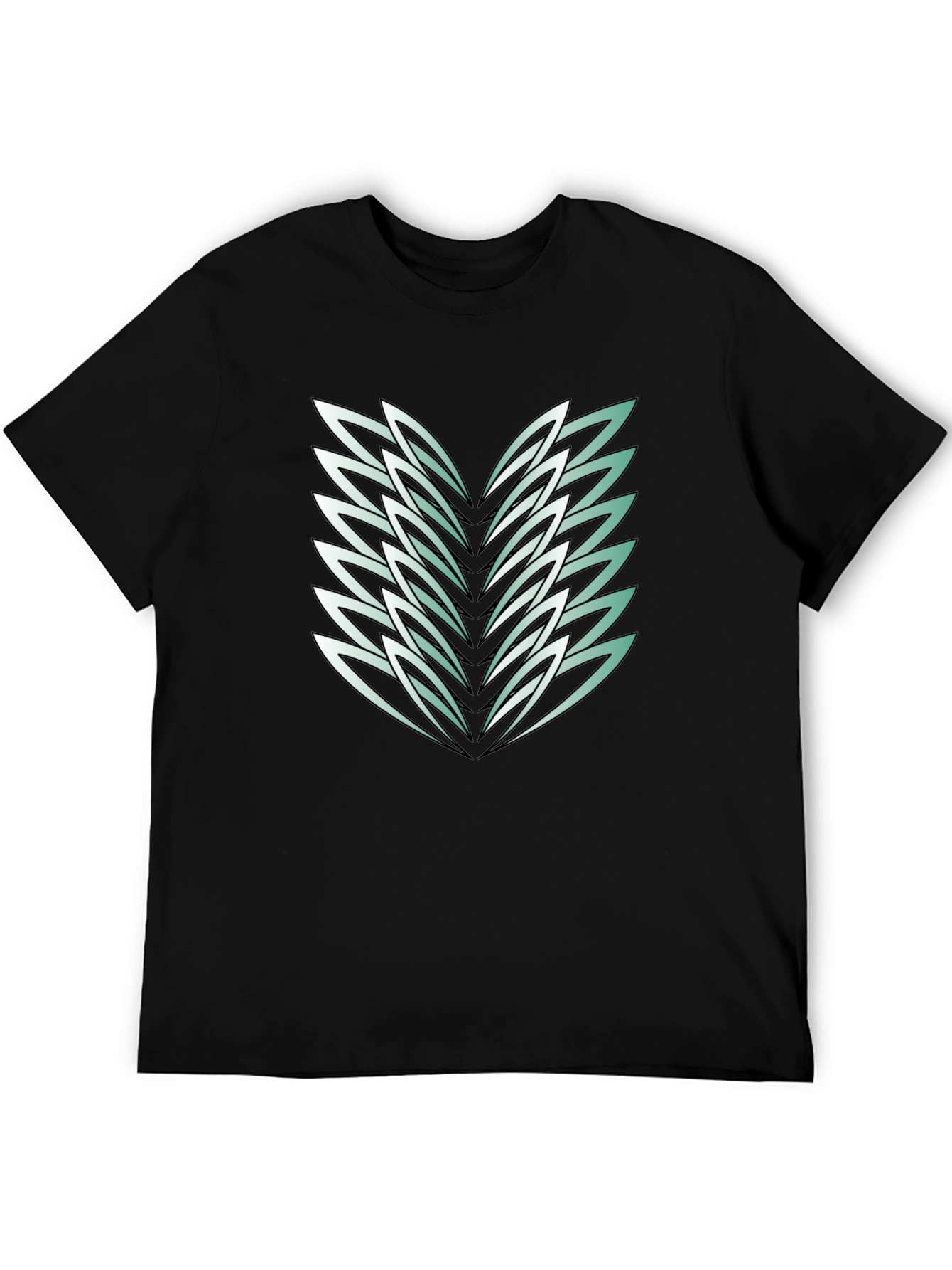 Abstract Feather Graphic Black Tee