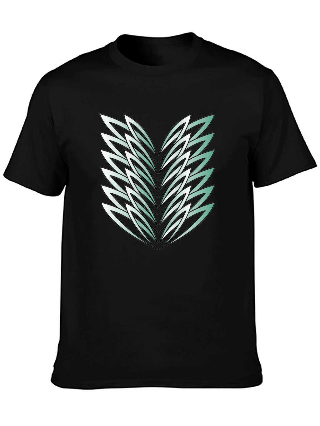 Abstract Feather Graphic Black Tee