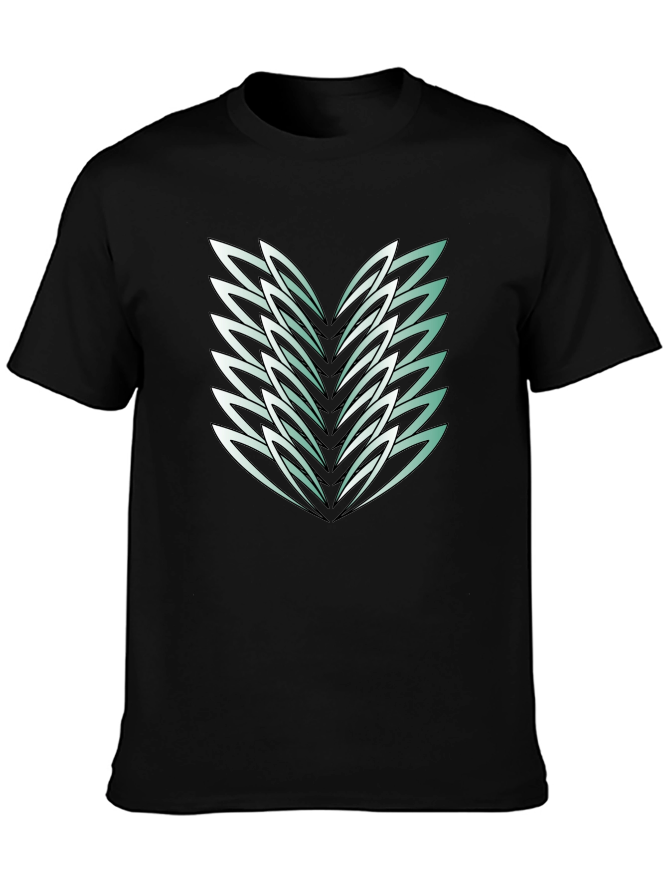 Abstract Feather Graphic Black Tee