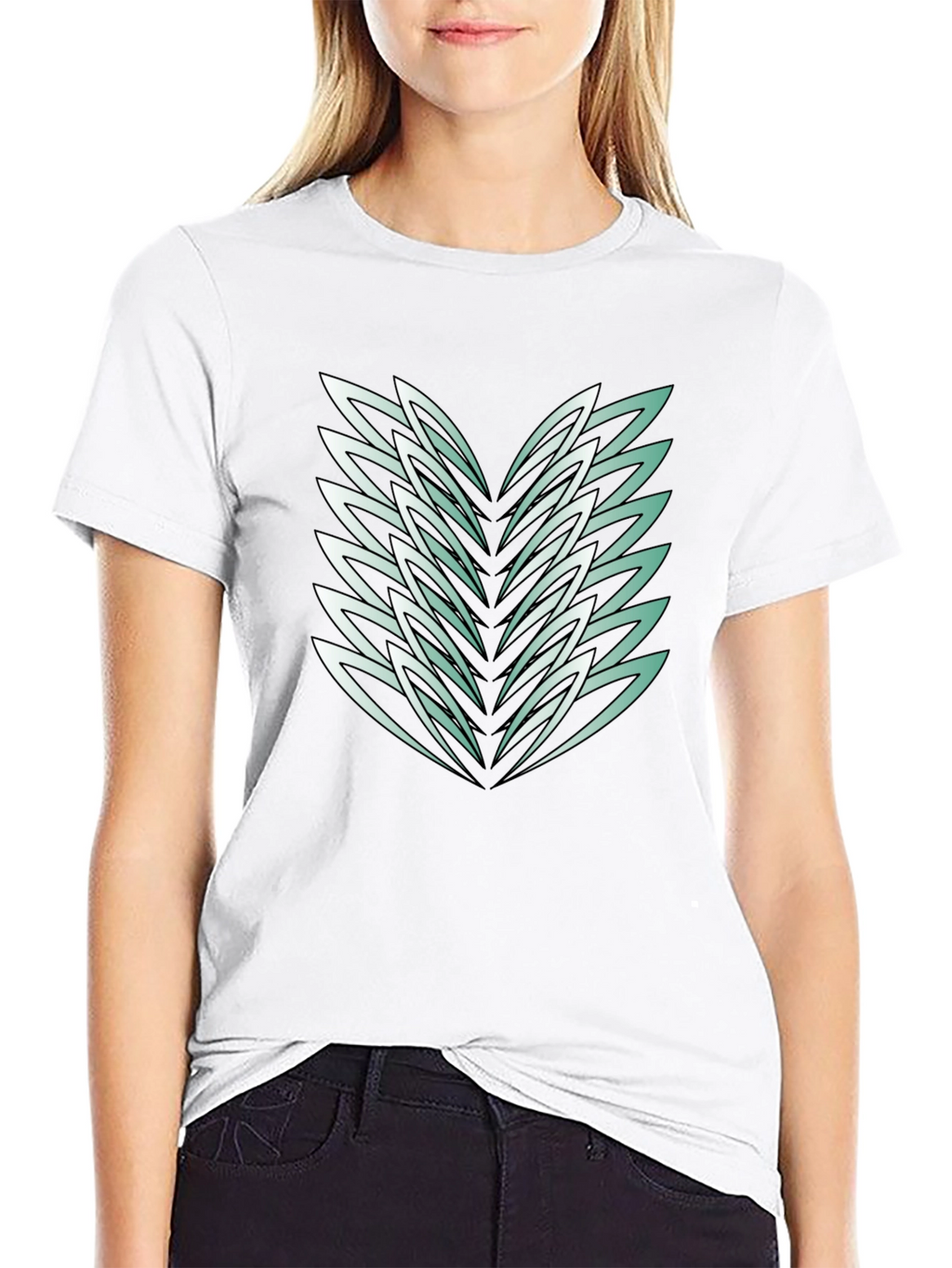 Abstract Feather Graphic Black Tee