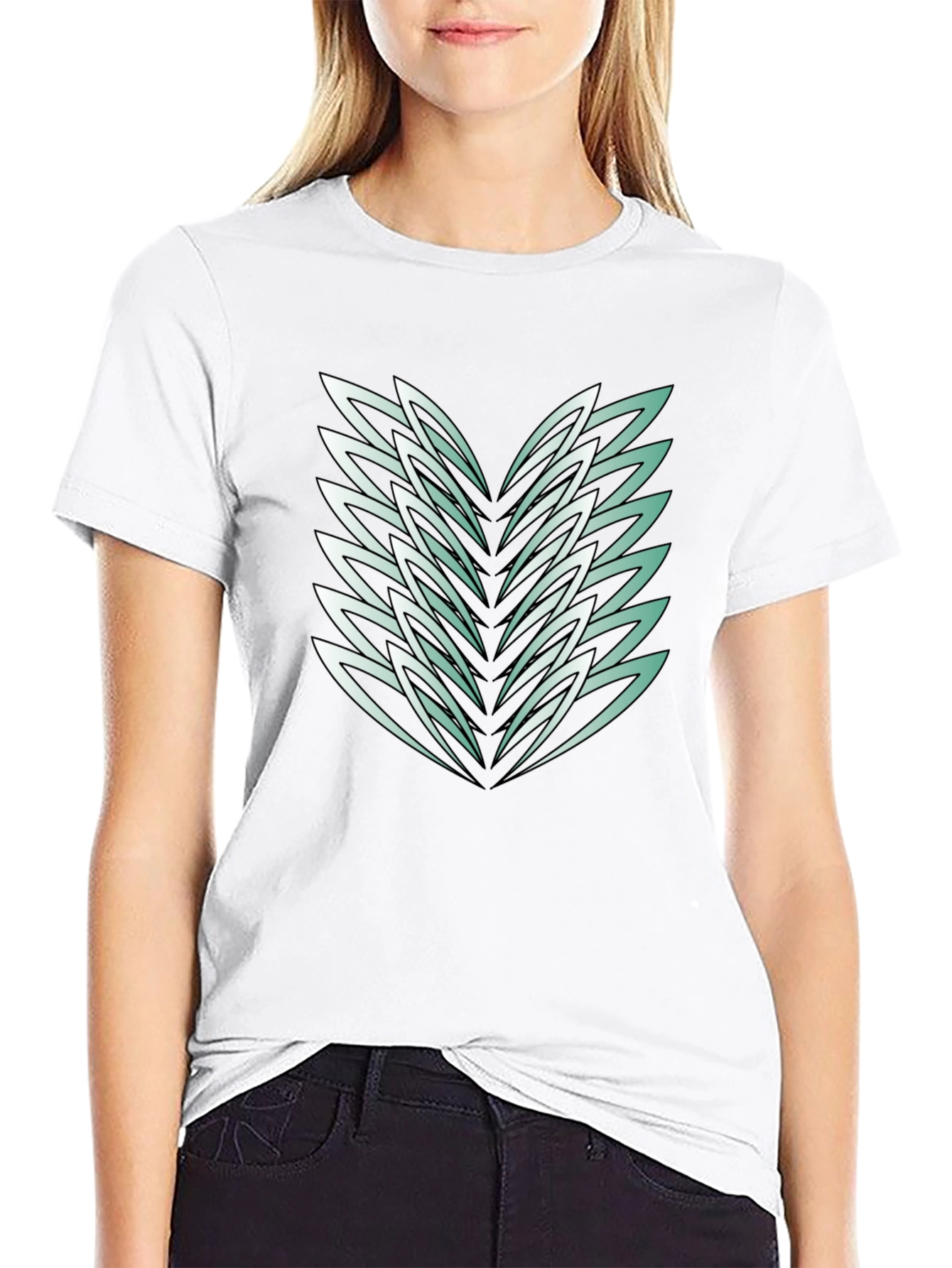 Abstract Feather Graphic Black Tee