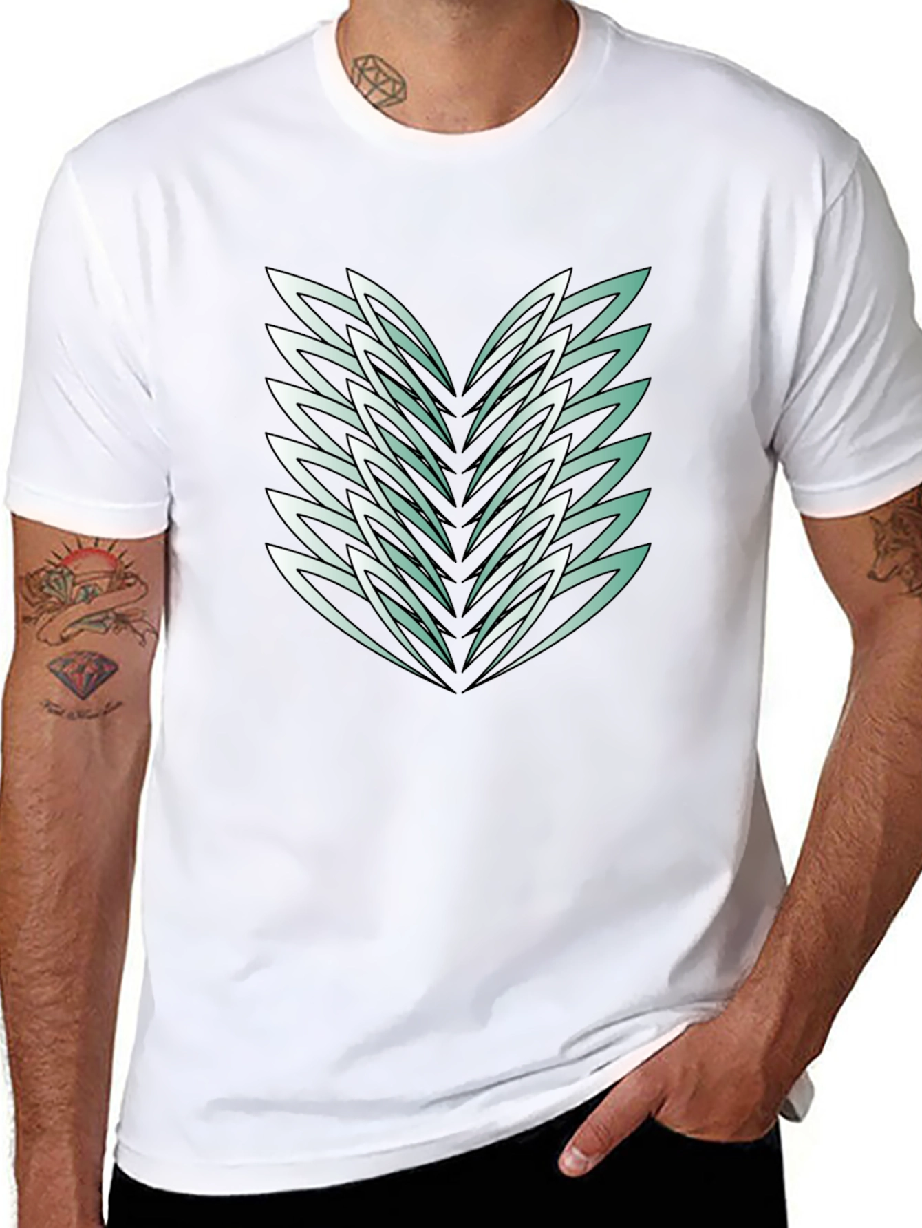 Abstract Feather Graphic Black Tee