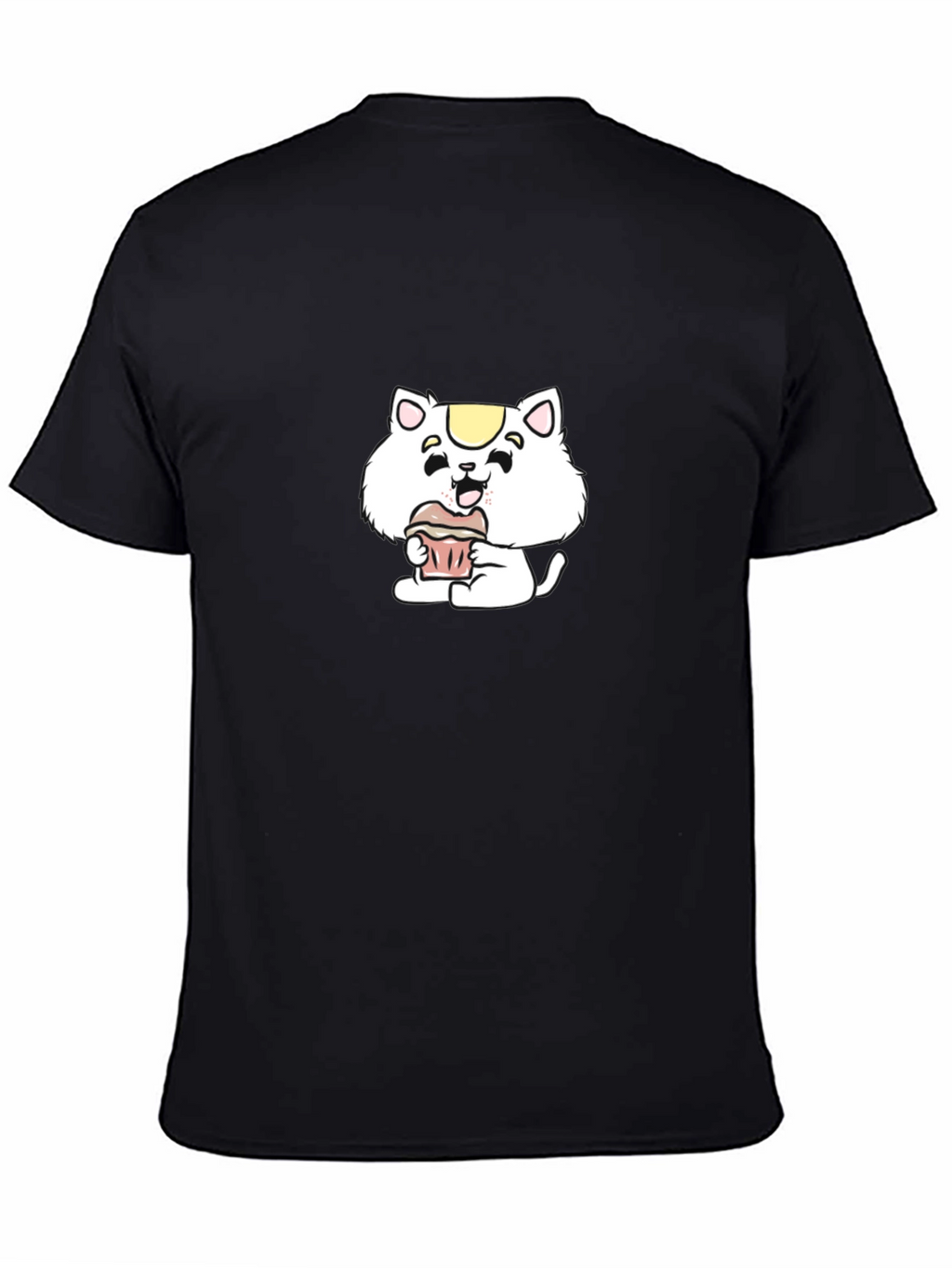 Cute Cartoon Cat Cupcake Black T-Shirt