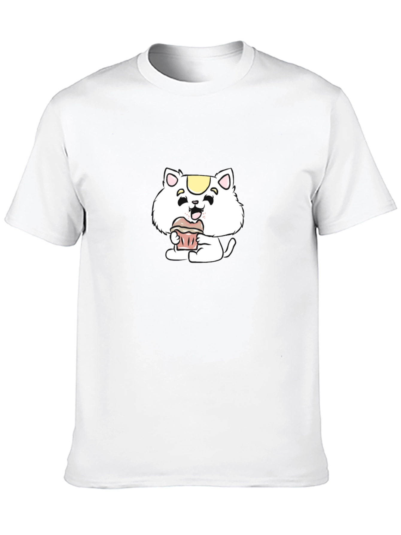 Cute Cartoon Cat Cupcake Black T-Shirt