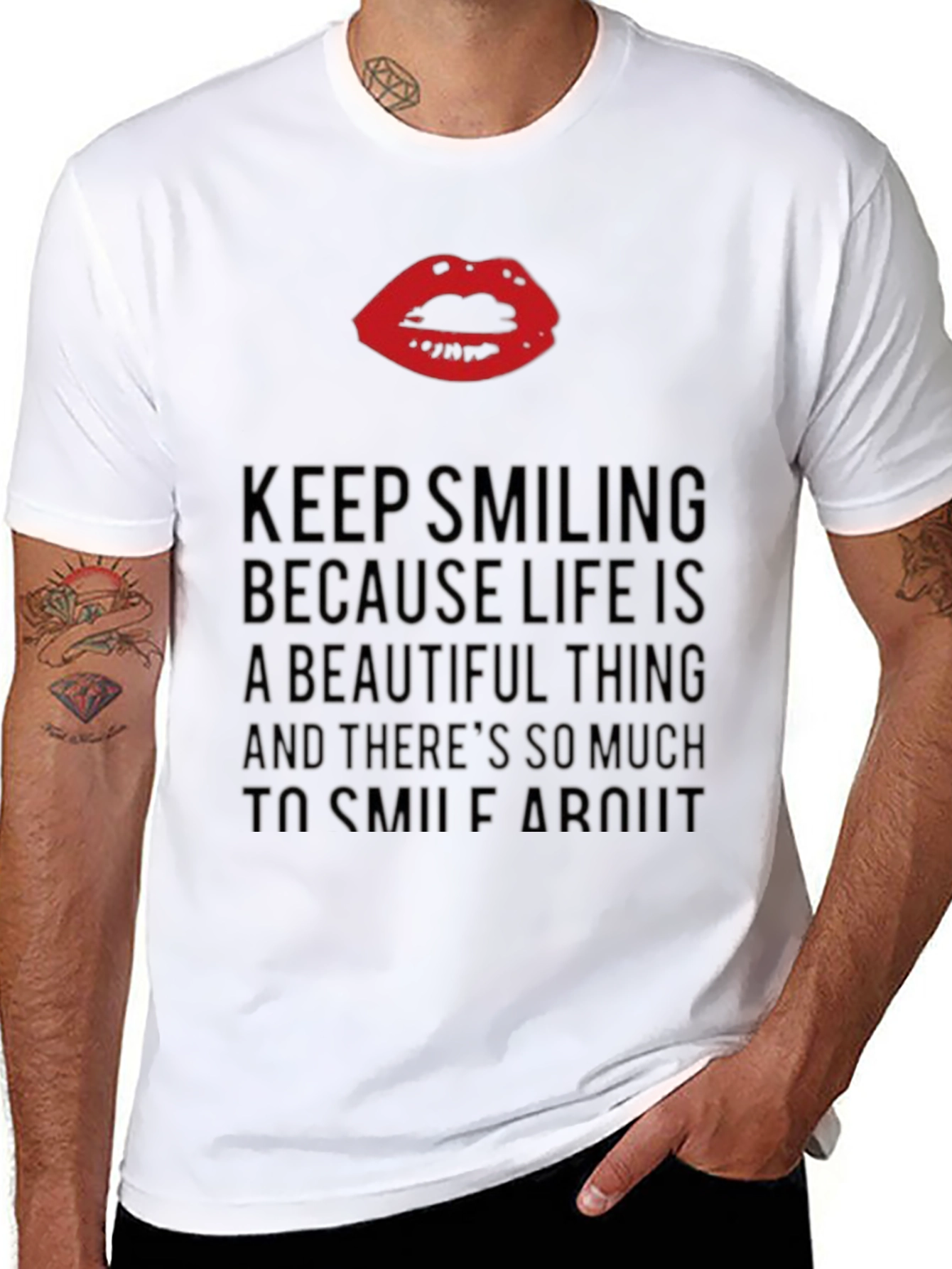 Smile More Black Graphic Tee