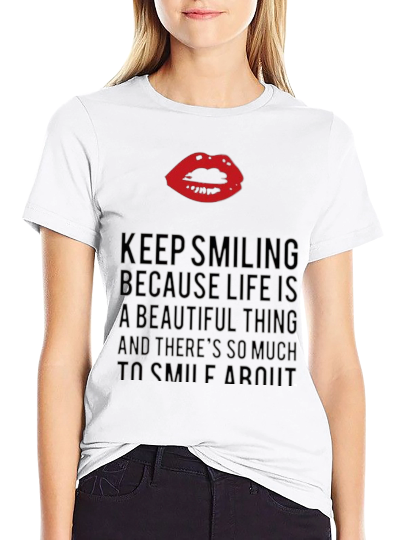 Smile More Black Graphic Tee