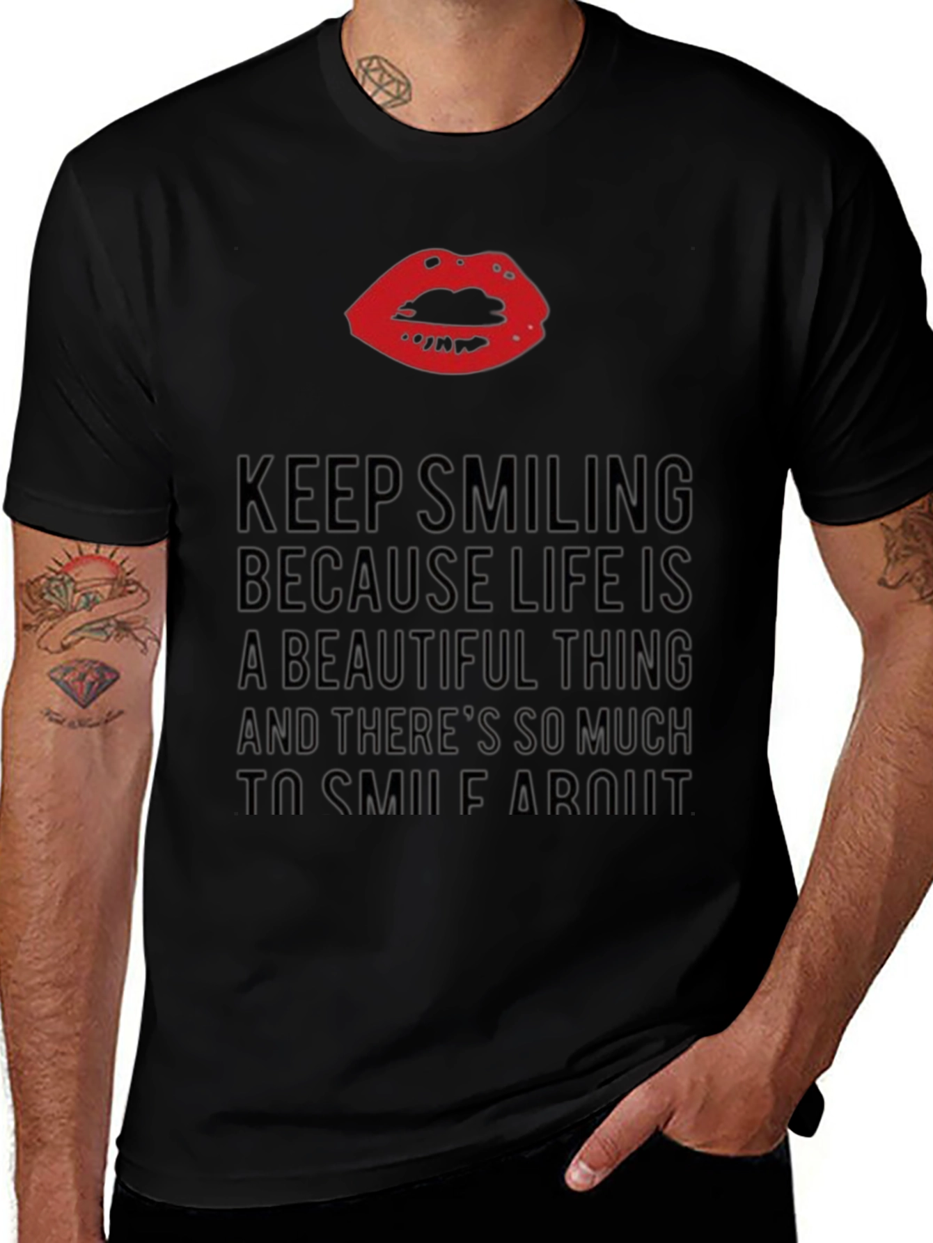 Smile More Black Graphic Tee