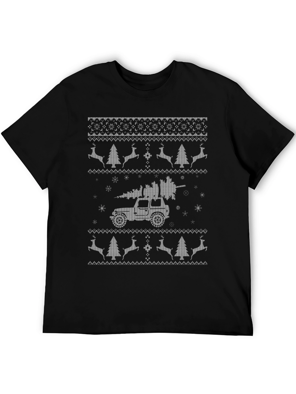 Christmas Jeep Ugly Sweater Style T-Shirt