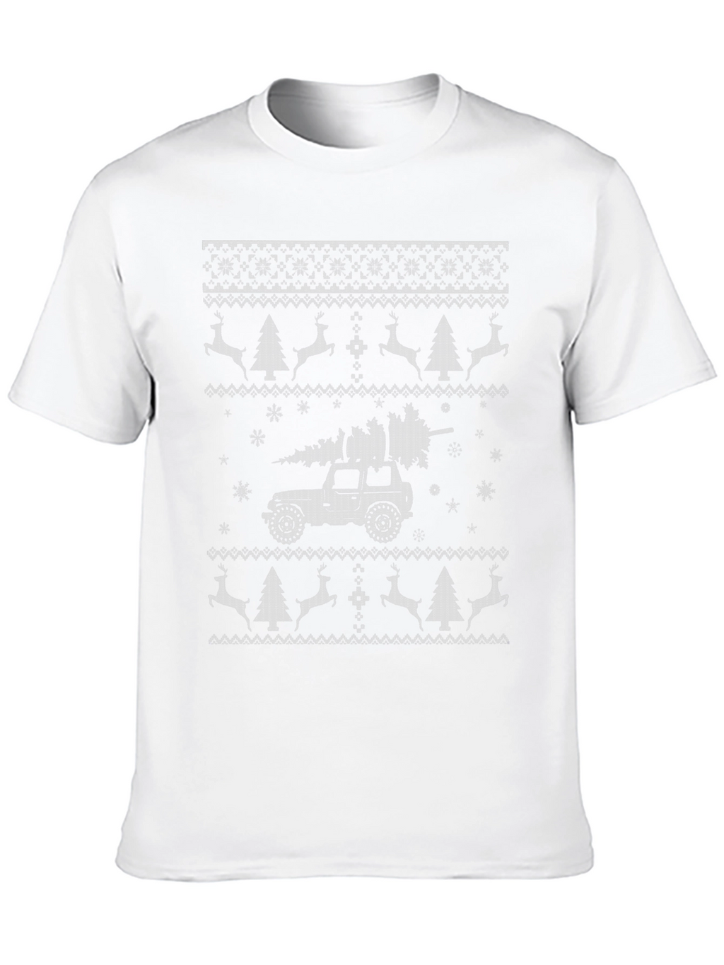 Christmas Jeep Ugly Sweater Style T-Shirt