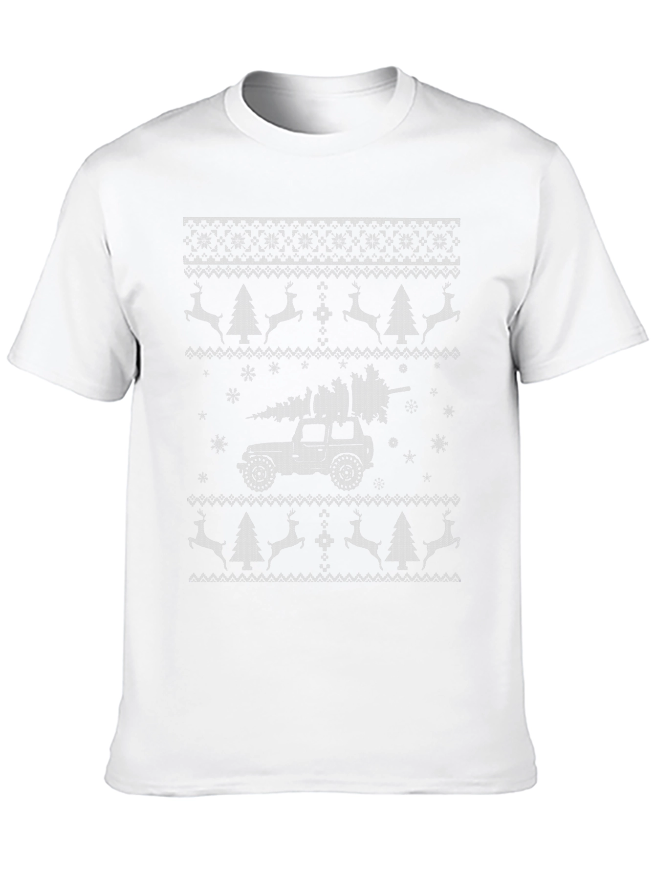 Christmas Jeep Ugly Sweater Style T-Shirt