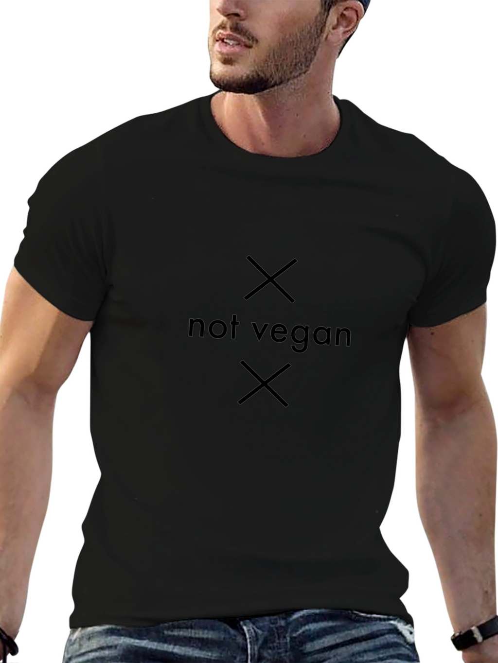 Not Vegan Graphic Tee - Black Cotton T-Shirt