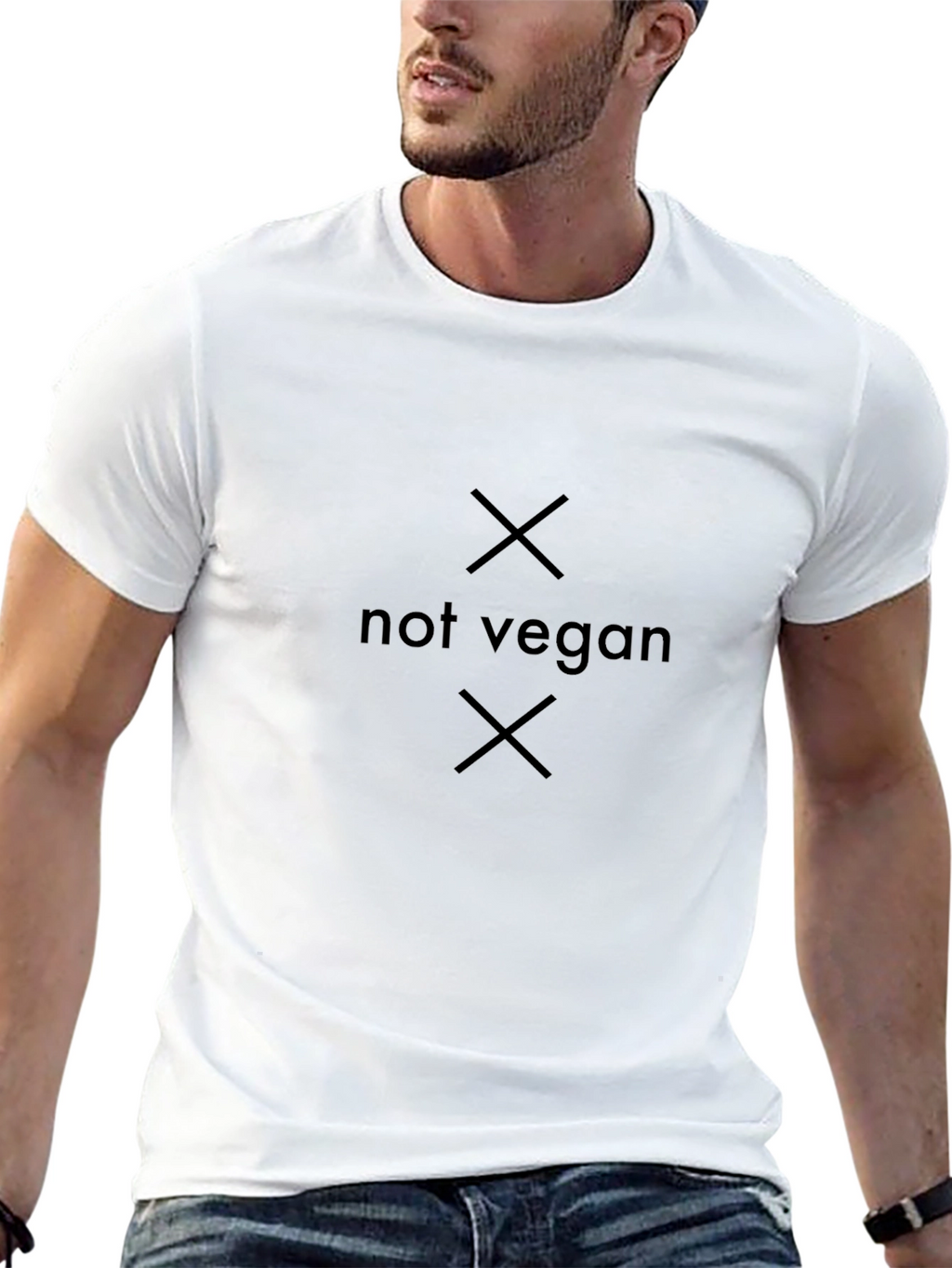 Not Vegan Graphic Tee - Black Cotton T-Shirt