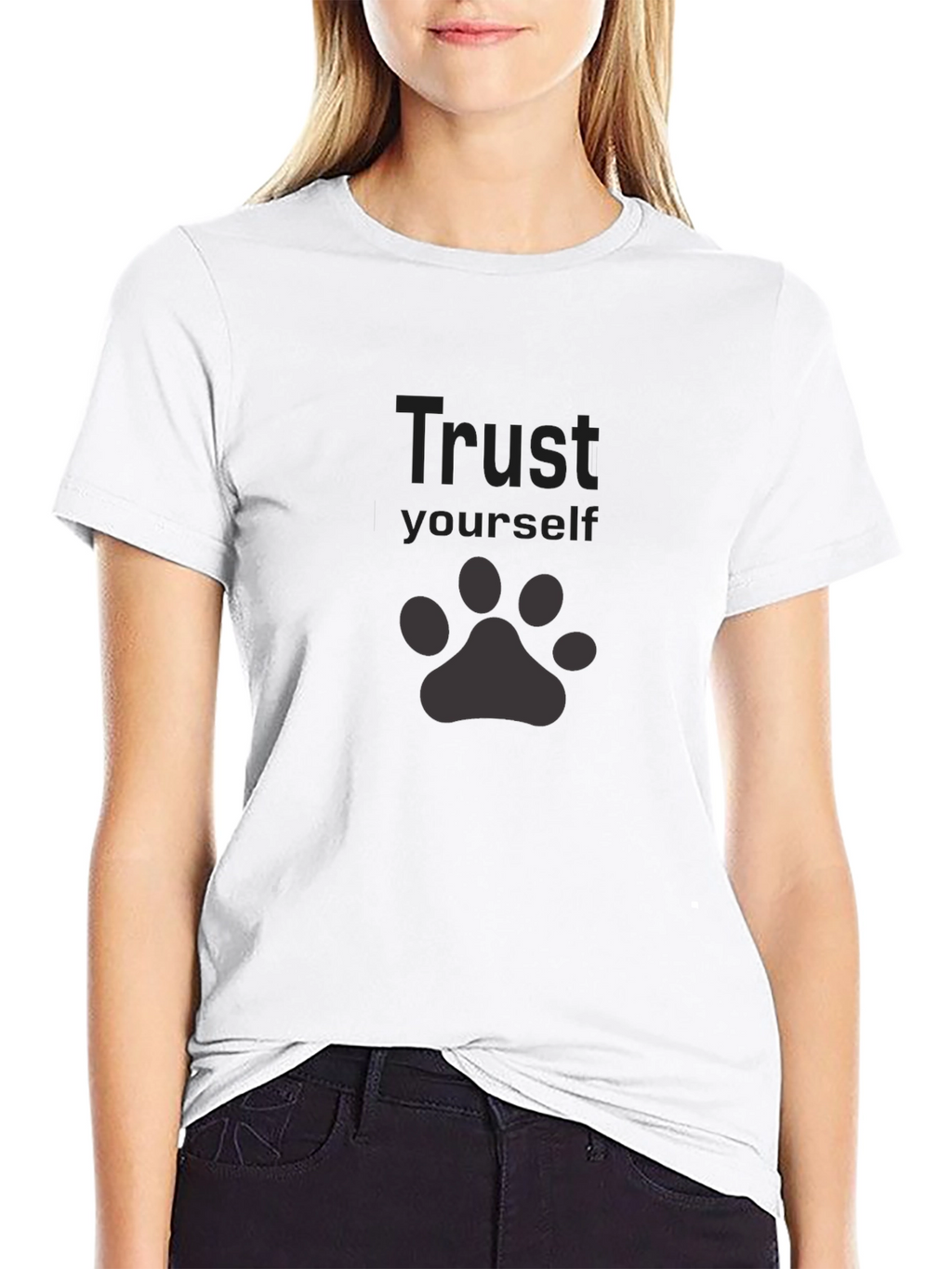 Trust Yourself Paw Print Black T-Shirt