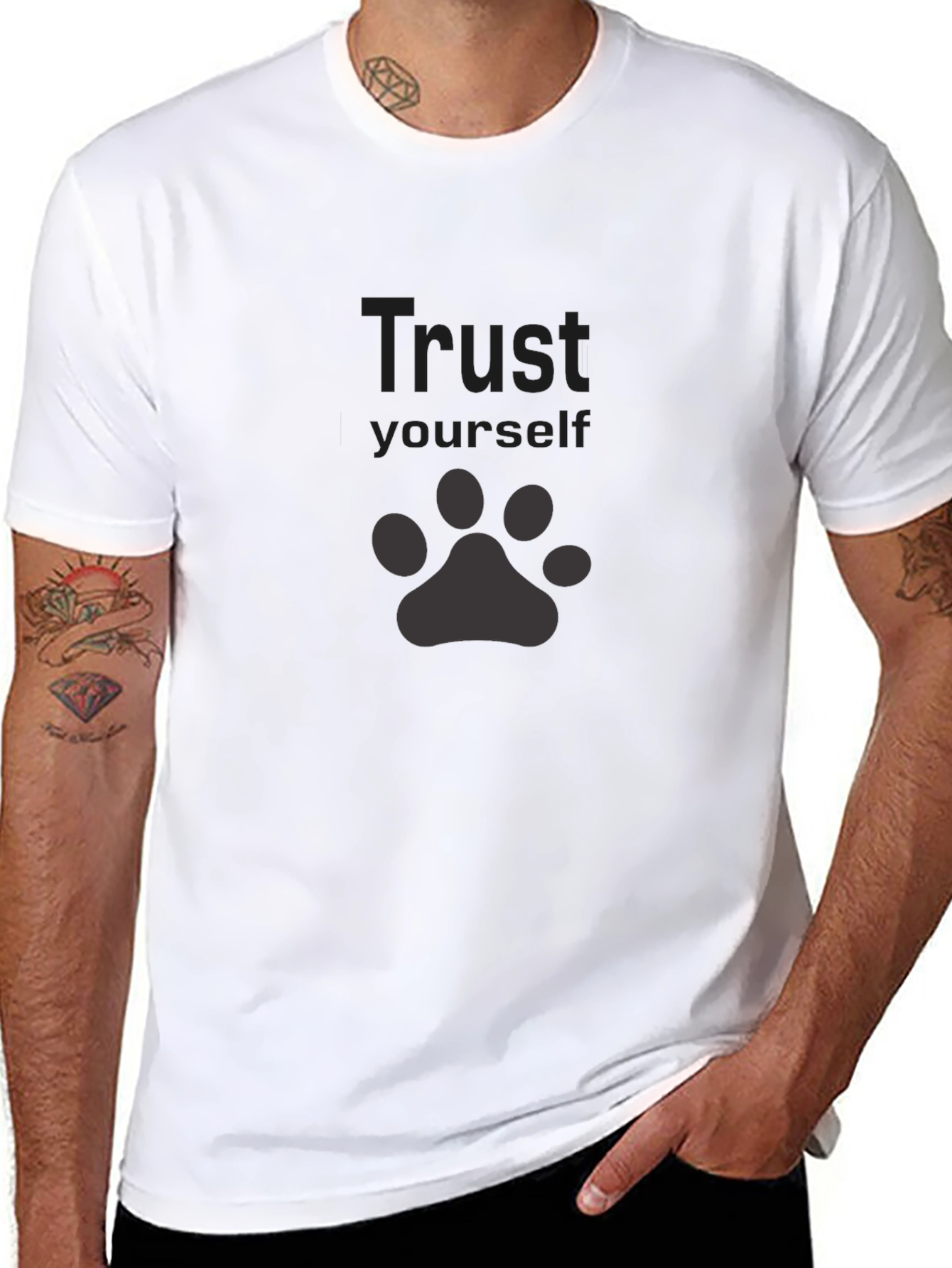 Trust Yourself Paw Print Black T-Shirt
