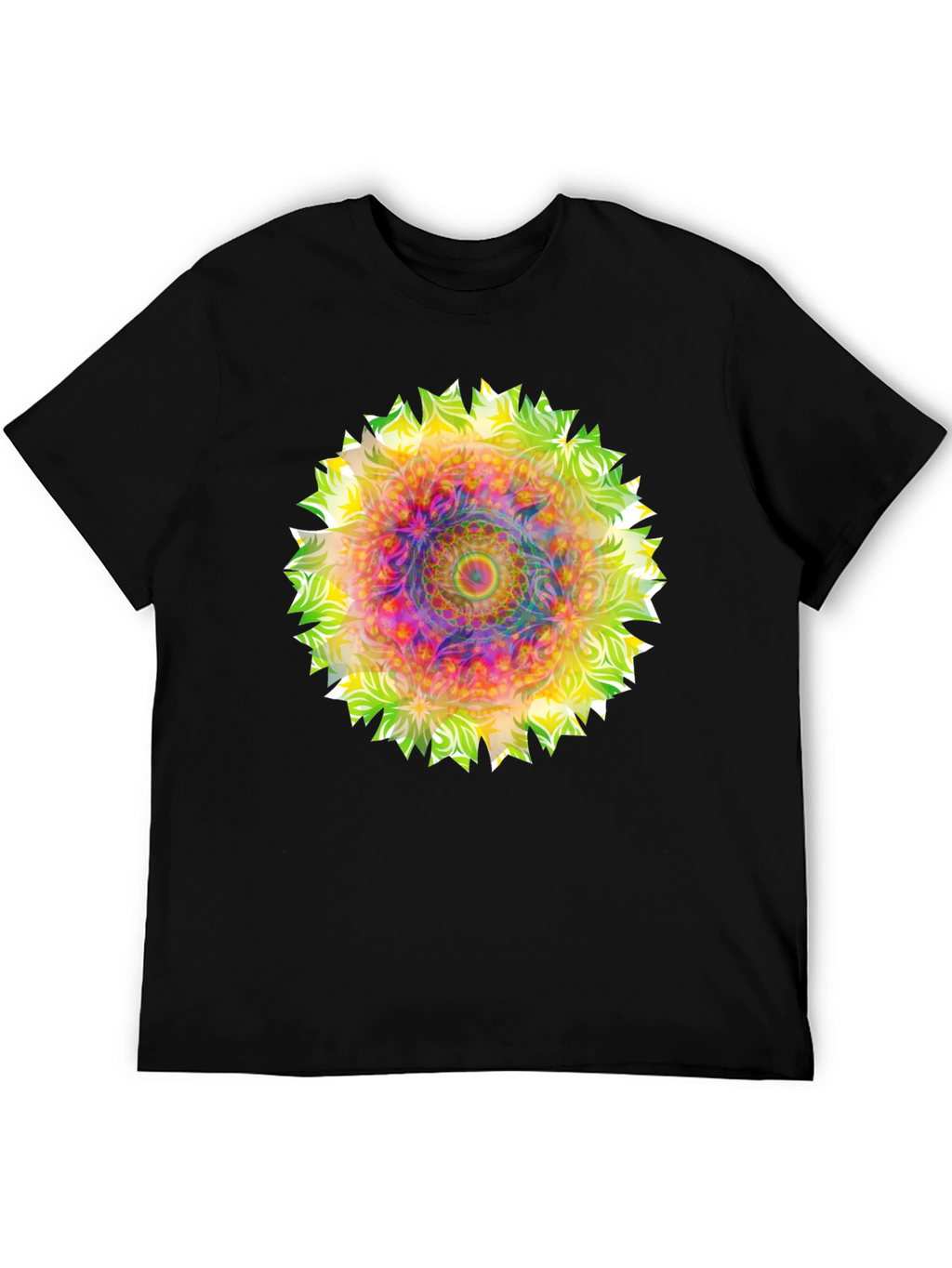 Psychedelic Mandala Graphic Tee - Black
