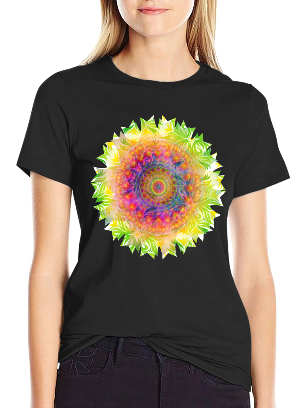 Psychedelic Mandala Graphic Tee - Black