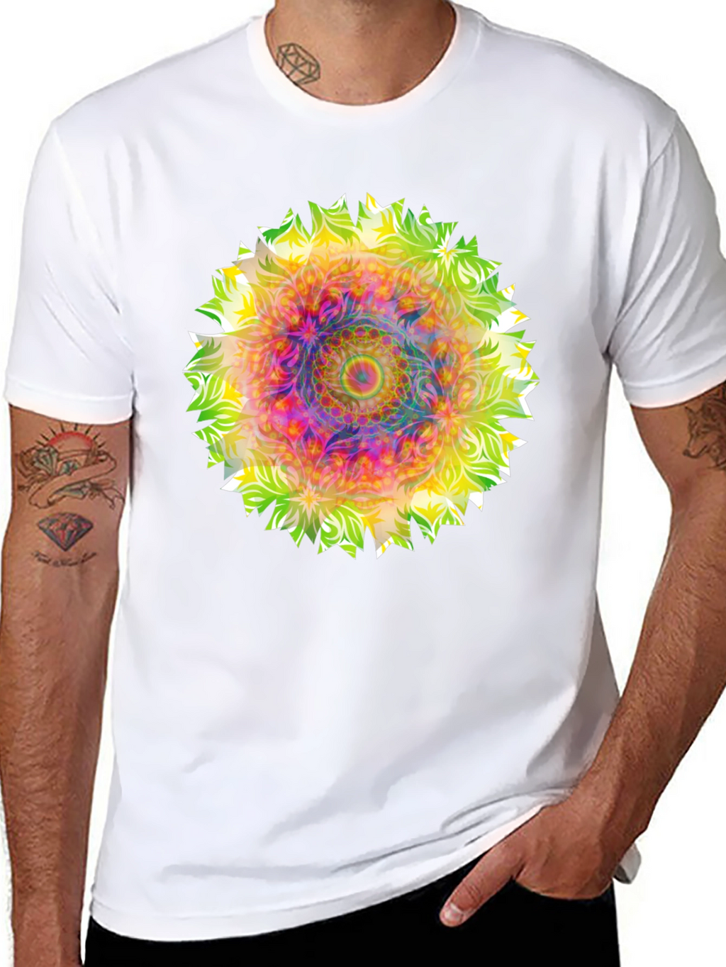 Psychedelic Mandala Graphic Tee - Black