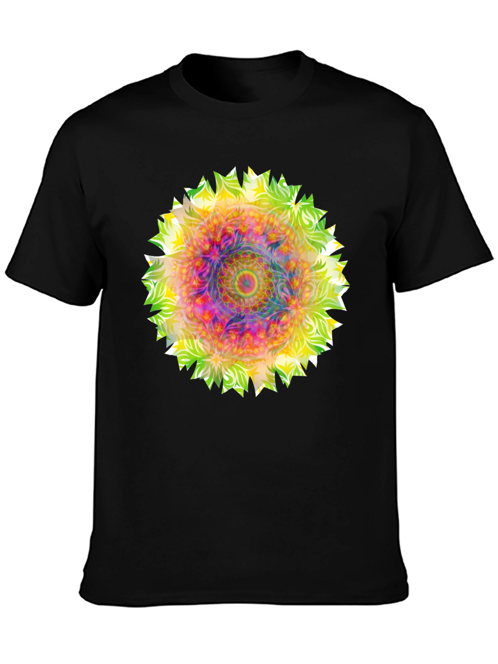 Psychedelic Mandala Graphic Tee - Black