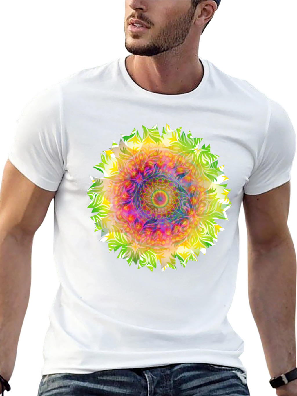 Psychedelic Mandala Graphic Tee - Black