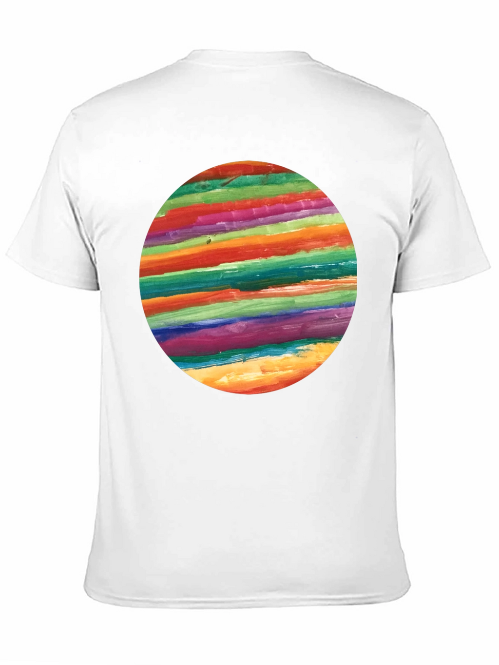 Rainbow Stripe Circle Graphic Black T-Shirt