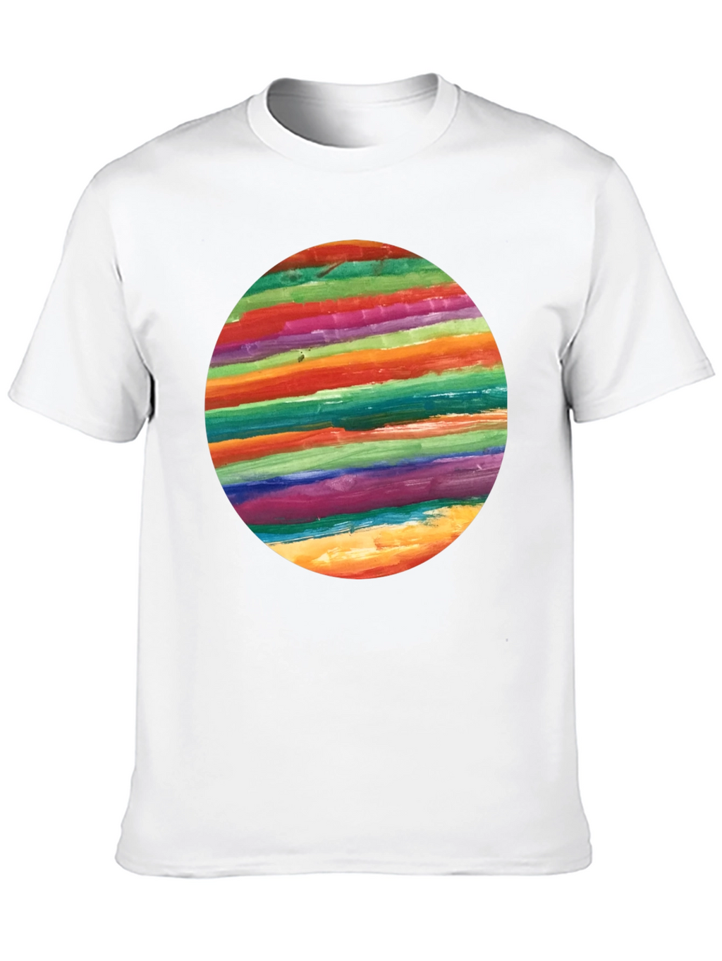 Rainbow Stripe Circle Graphic Black T-Shirt