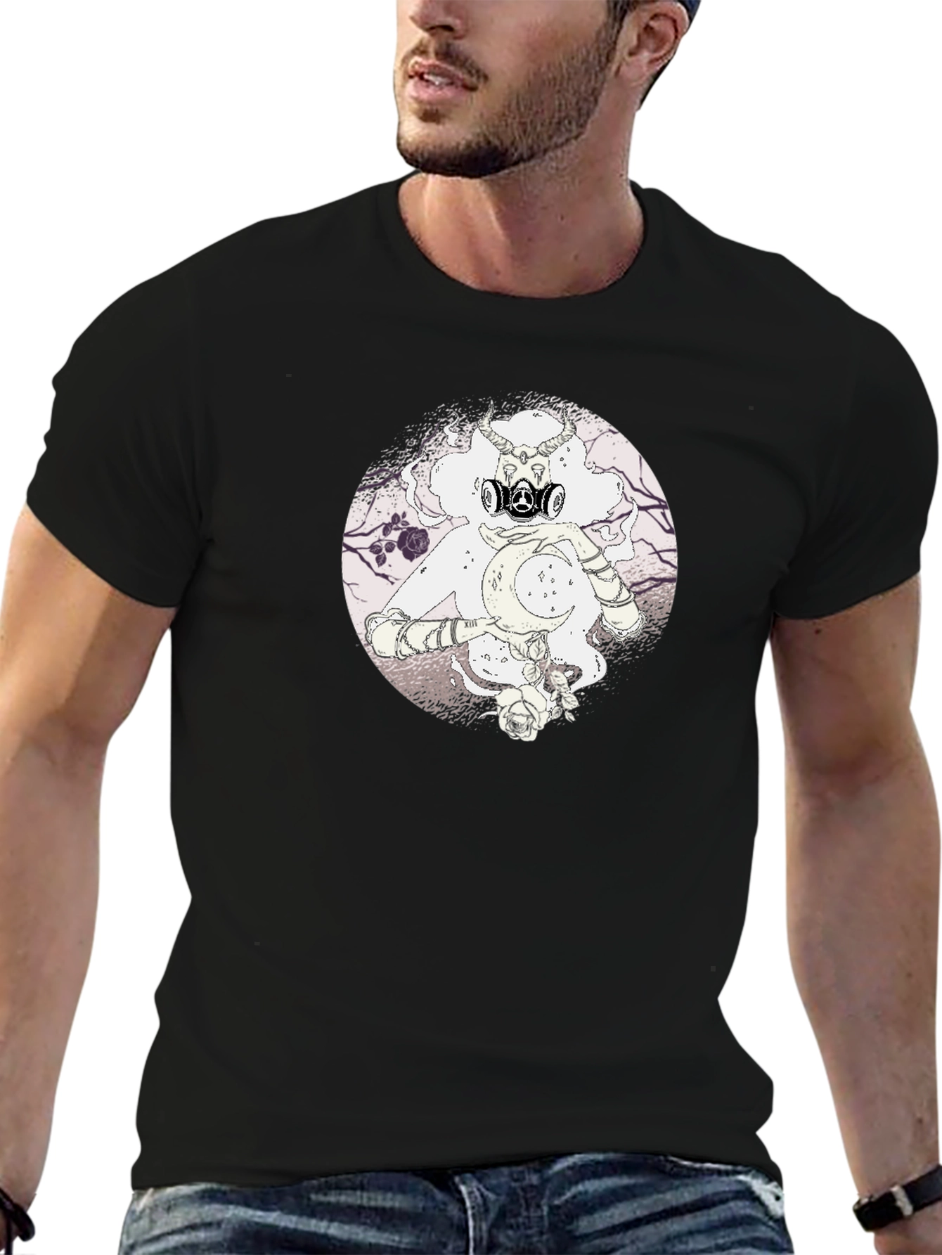 Gas Mask Moon Graphic Tee