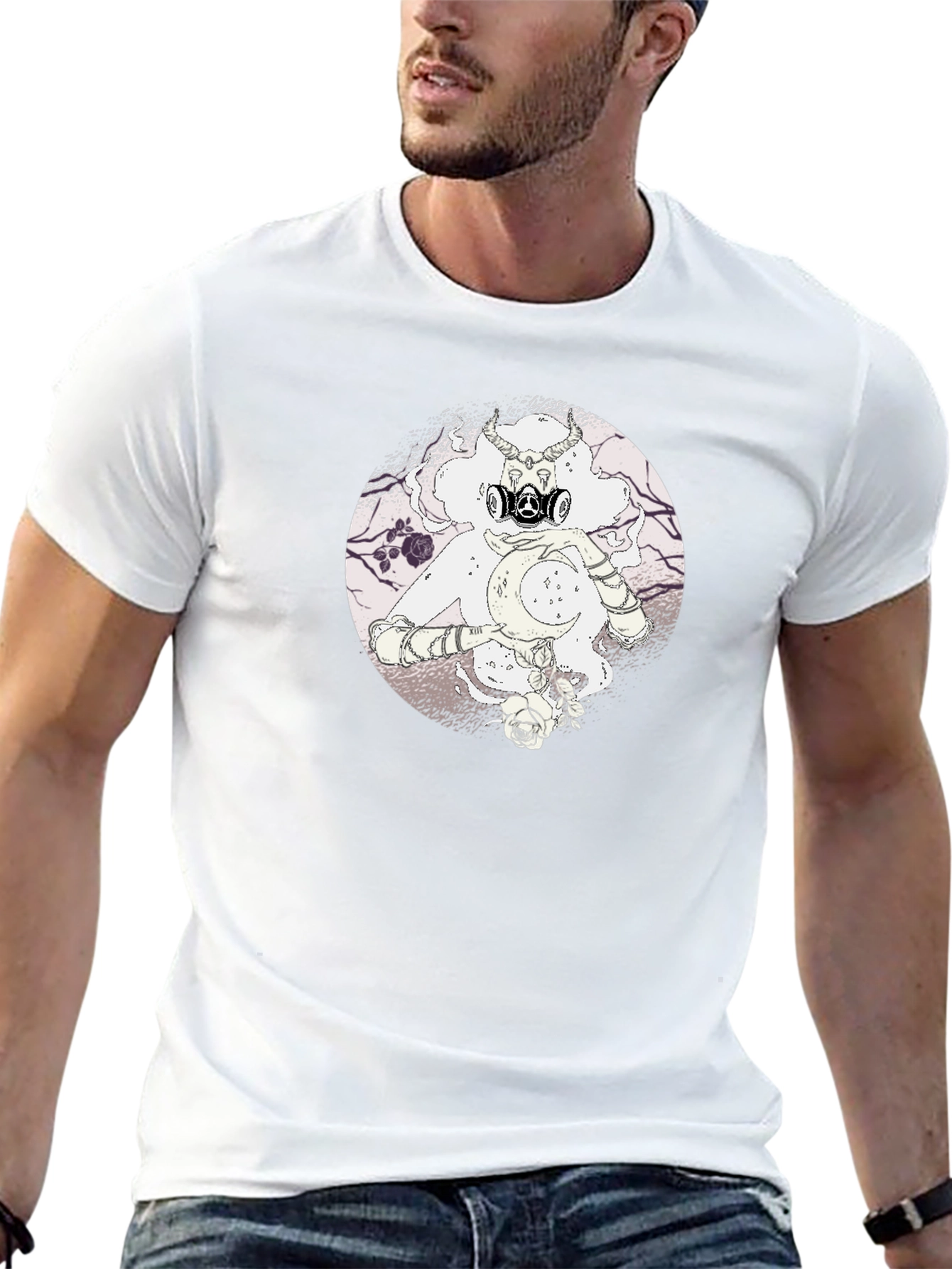Gas Mask Moon Graphic Tee