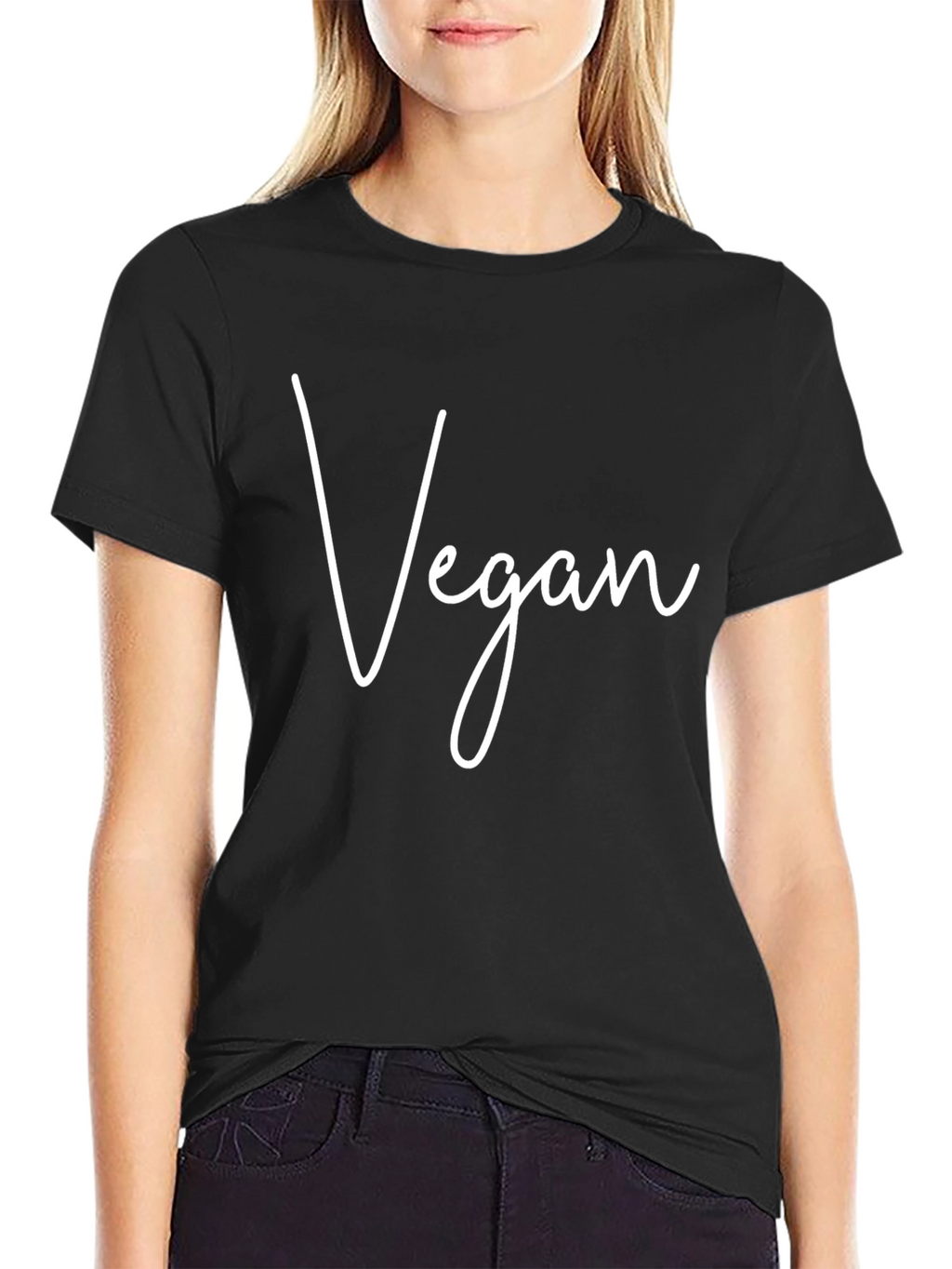 Vegan Script Black T-Shirt - Eco-Friendly Fashion
