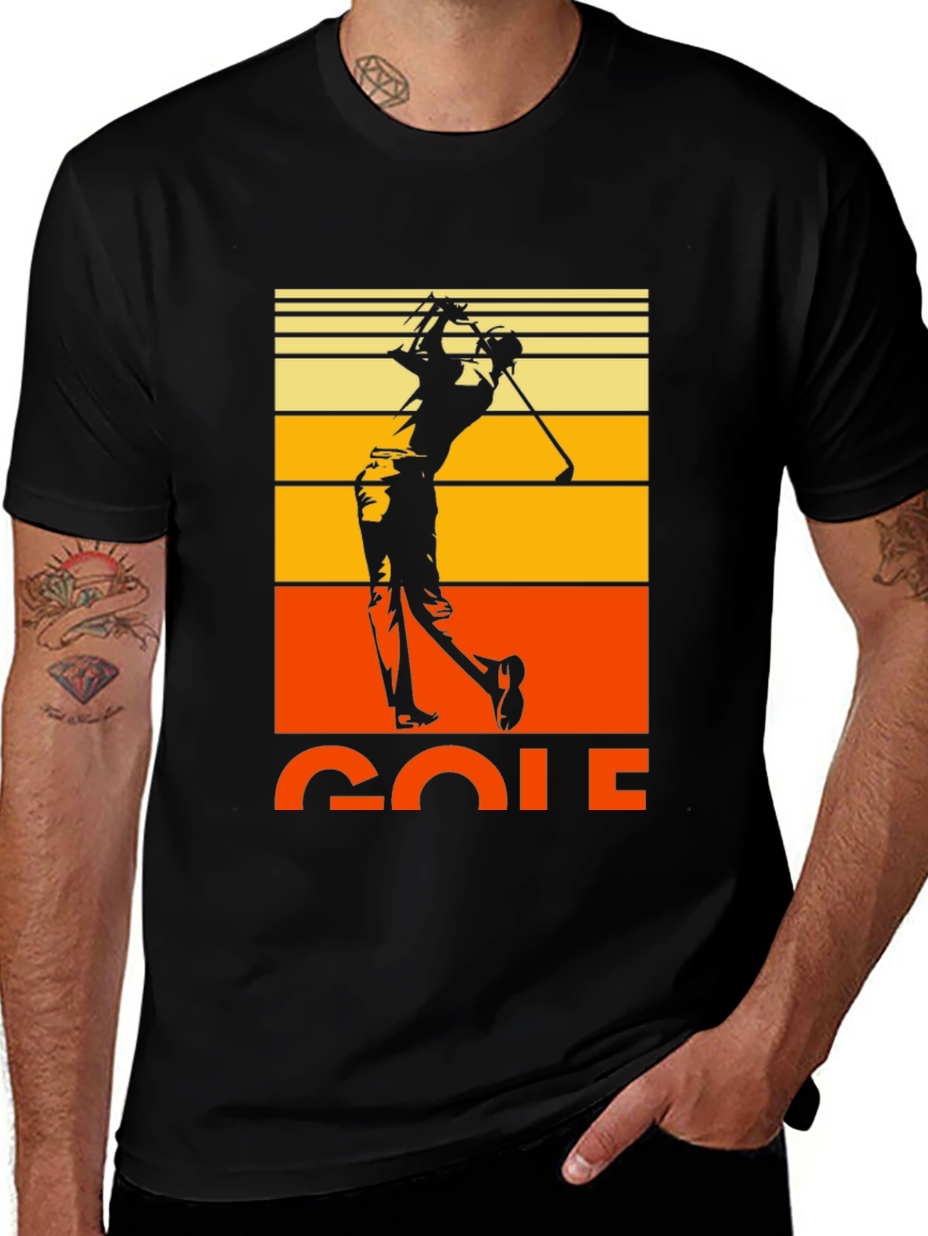Retro Golf T-Shirt - Vintage Sunset Golfer Tee