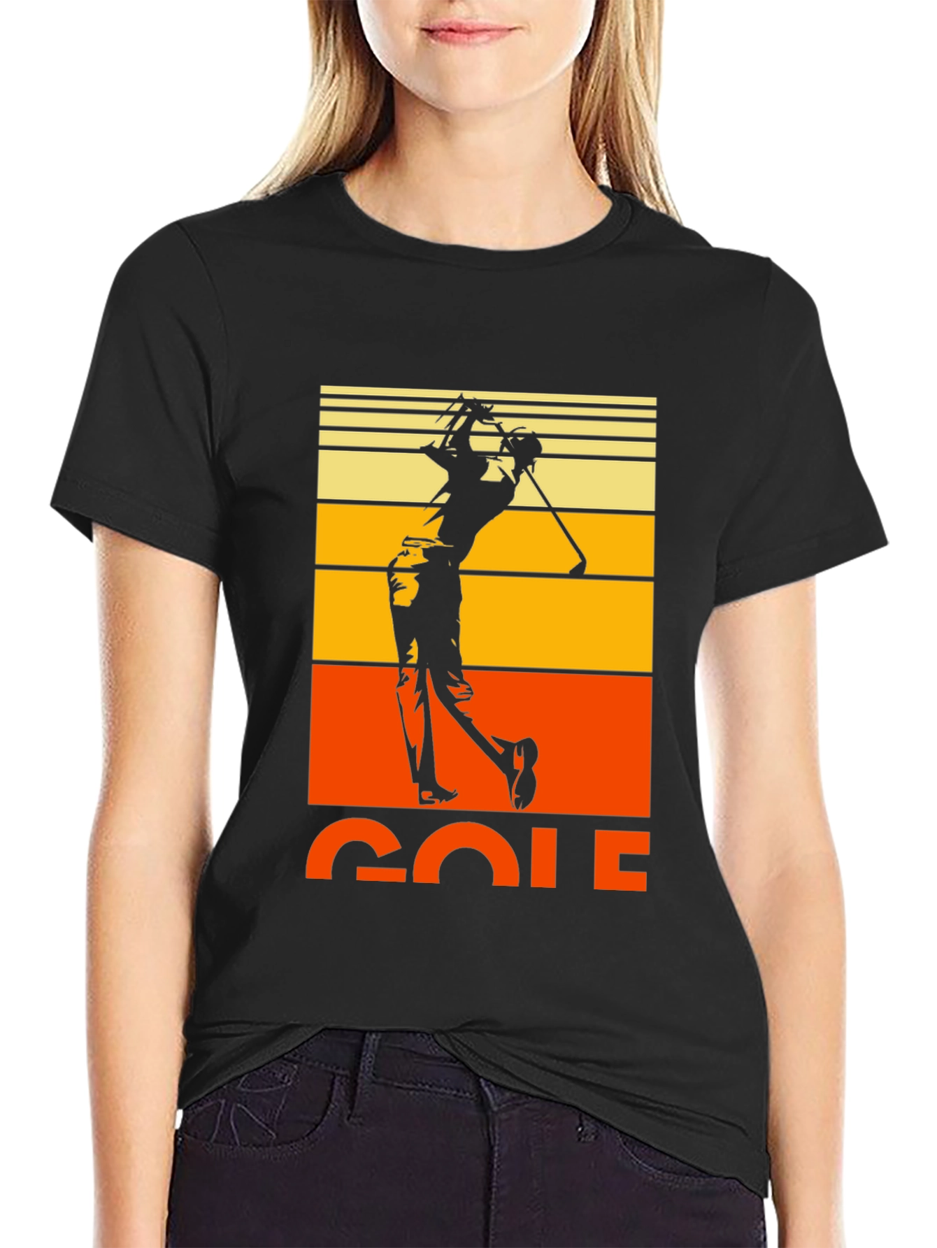 Retro Golf T-Shirt - Vintage Sunset Golfer Tee