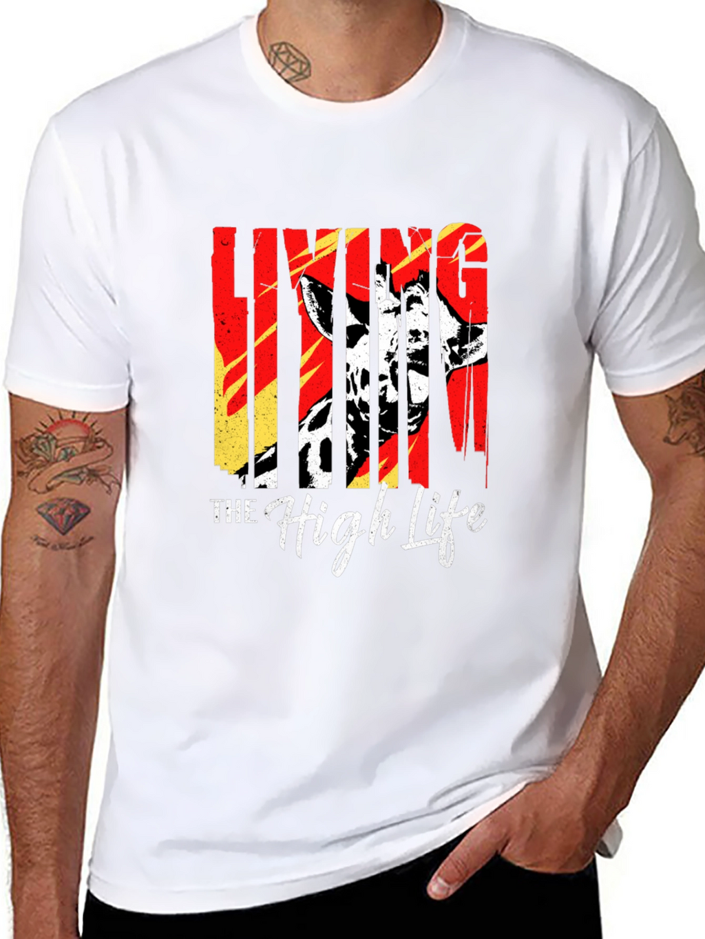 Living The High Life Giraffe T-Shirt - Black
