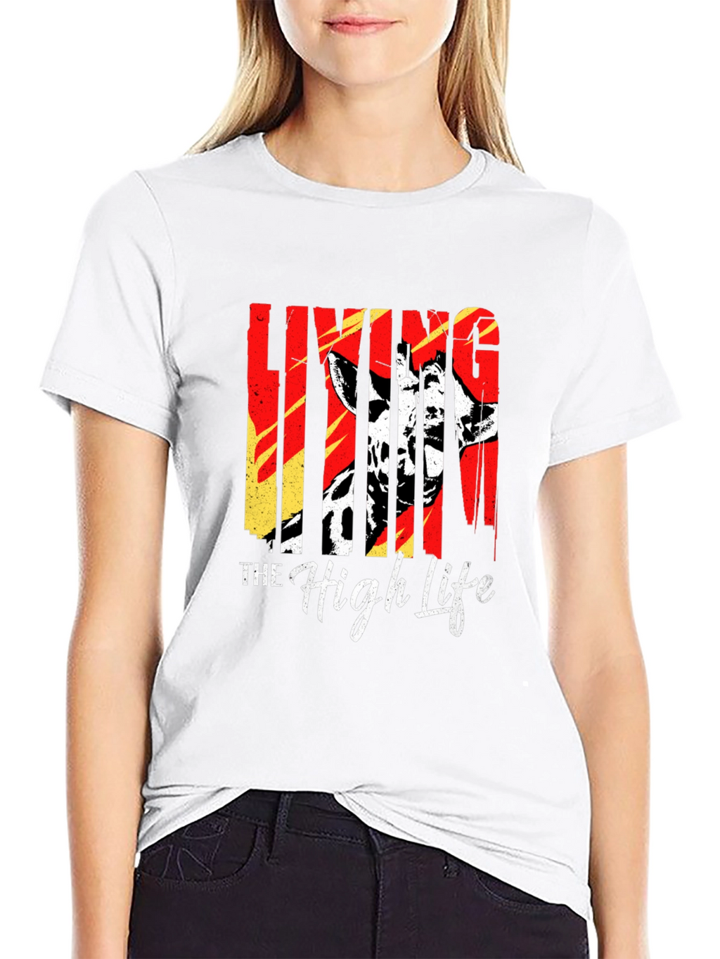 Living The High Life Giraffe T-Shirt - Black