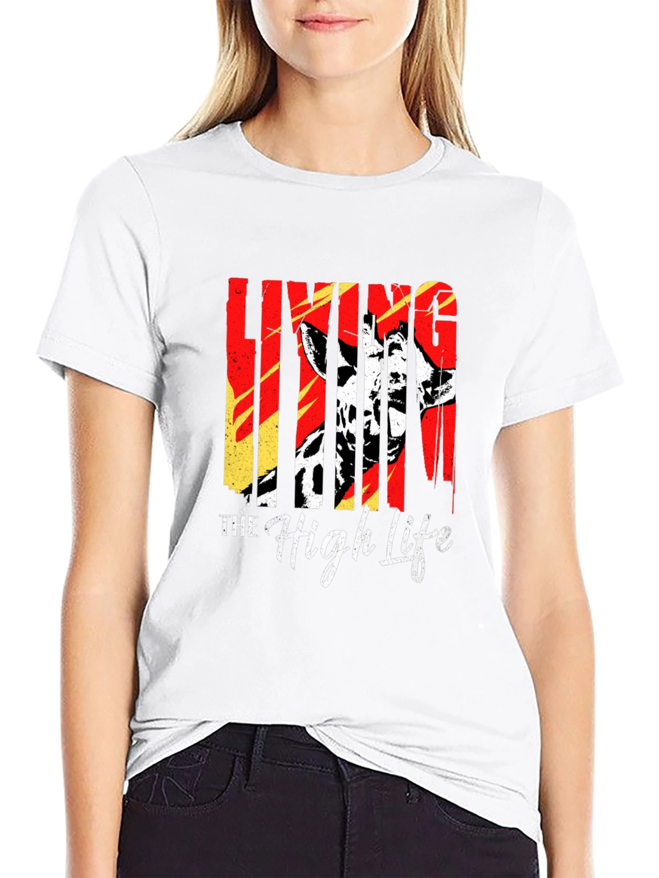 Living The High Life Giraffe T-Shirt - Black