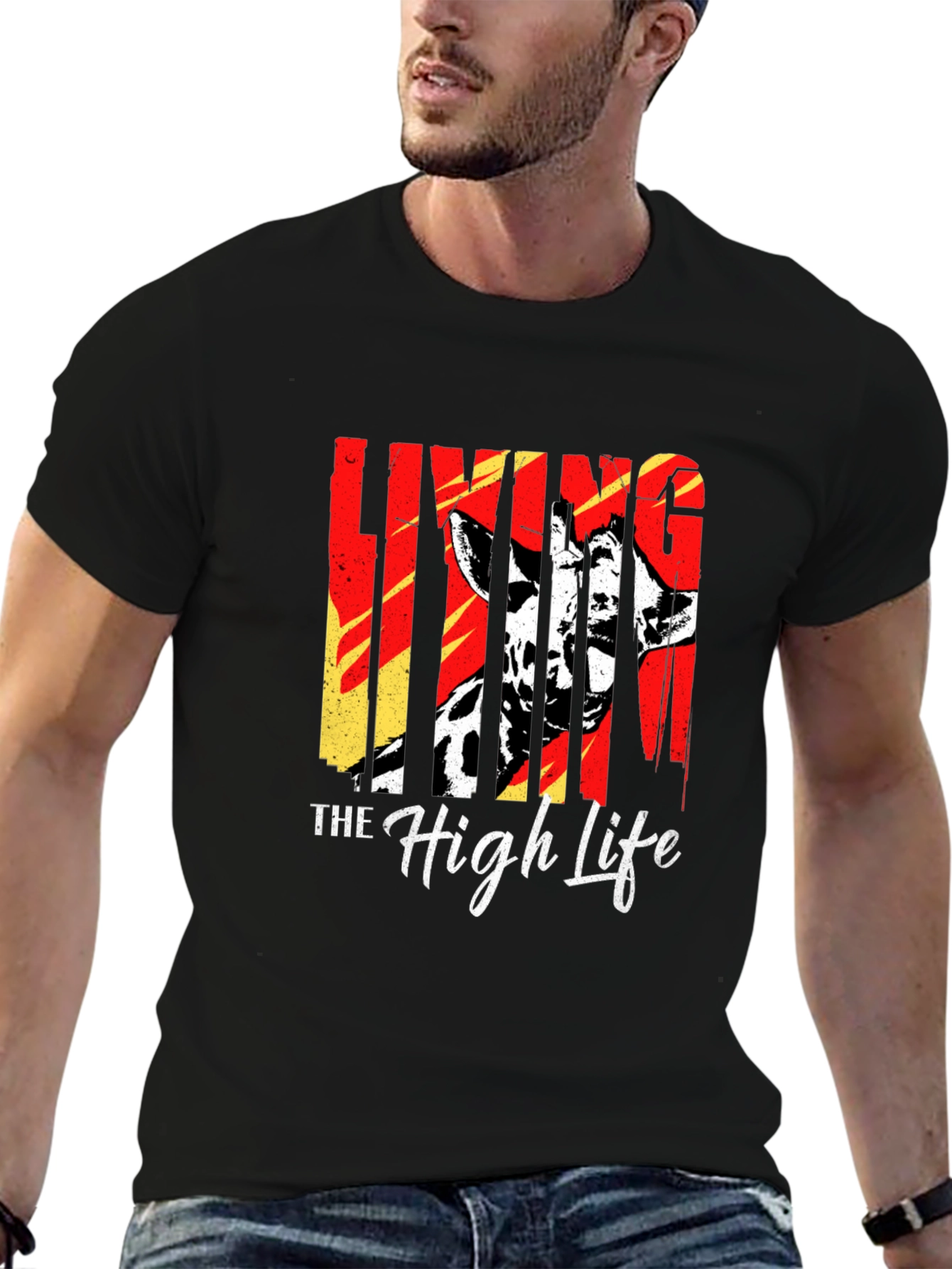 Living The High Life Giraffe T-Shirt - Black