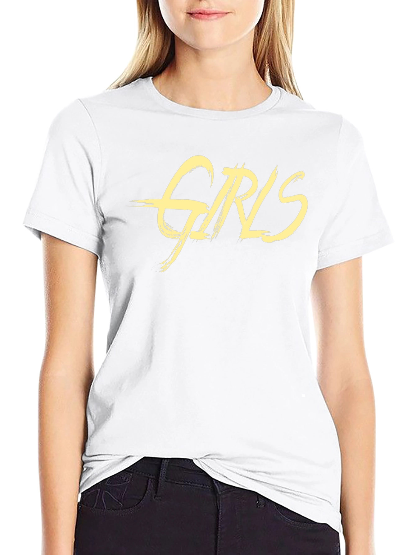 Girls Graphic Tee - Stylish Black Cotton T-Shirt