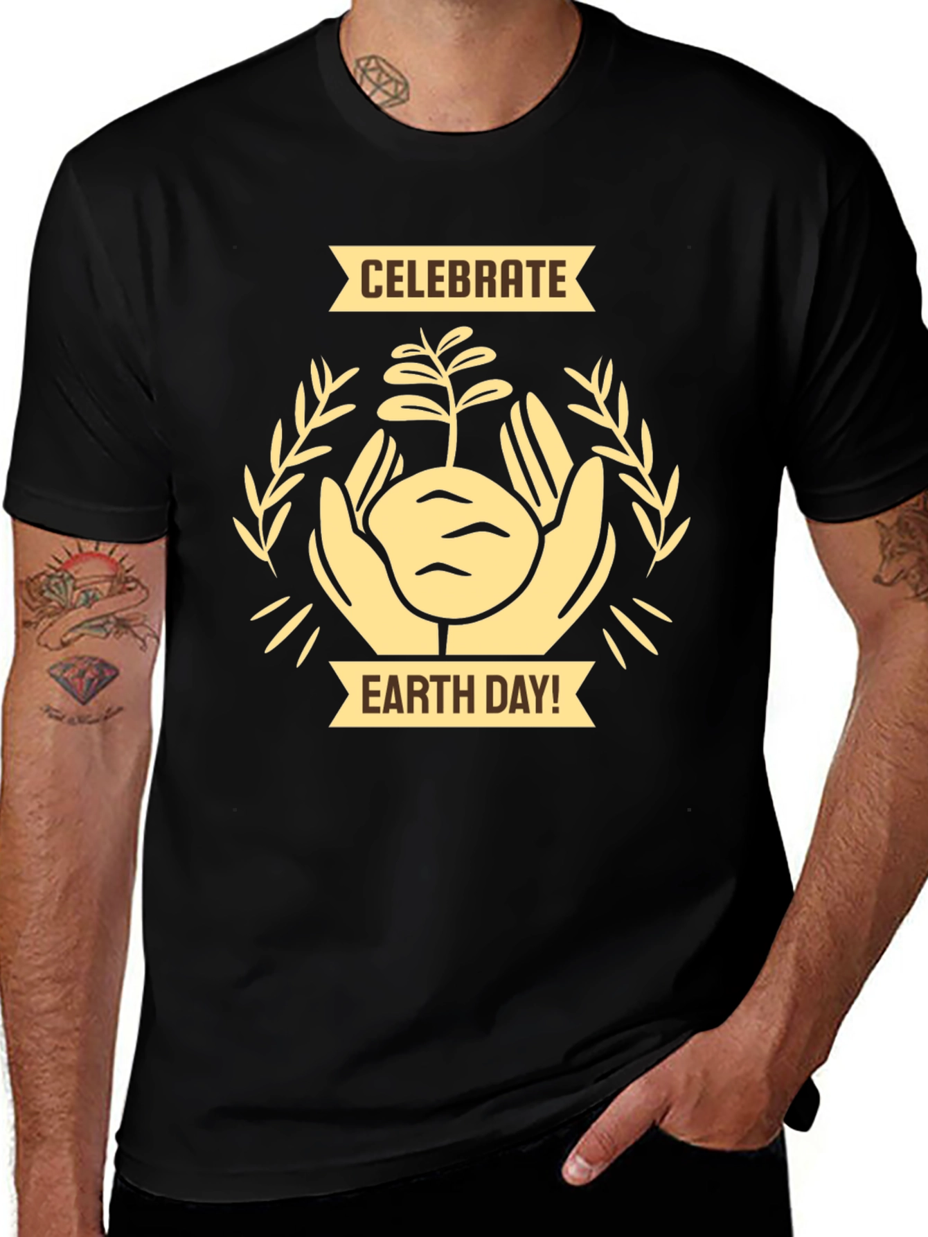Celebrate Earth Day Black Graphic Tee