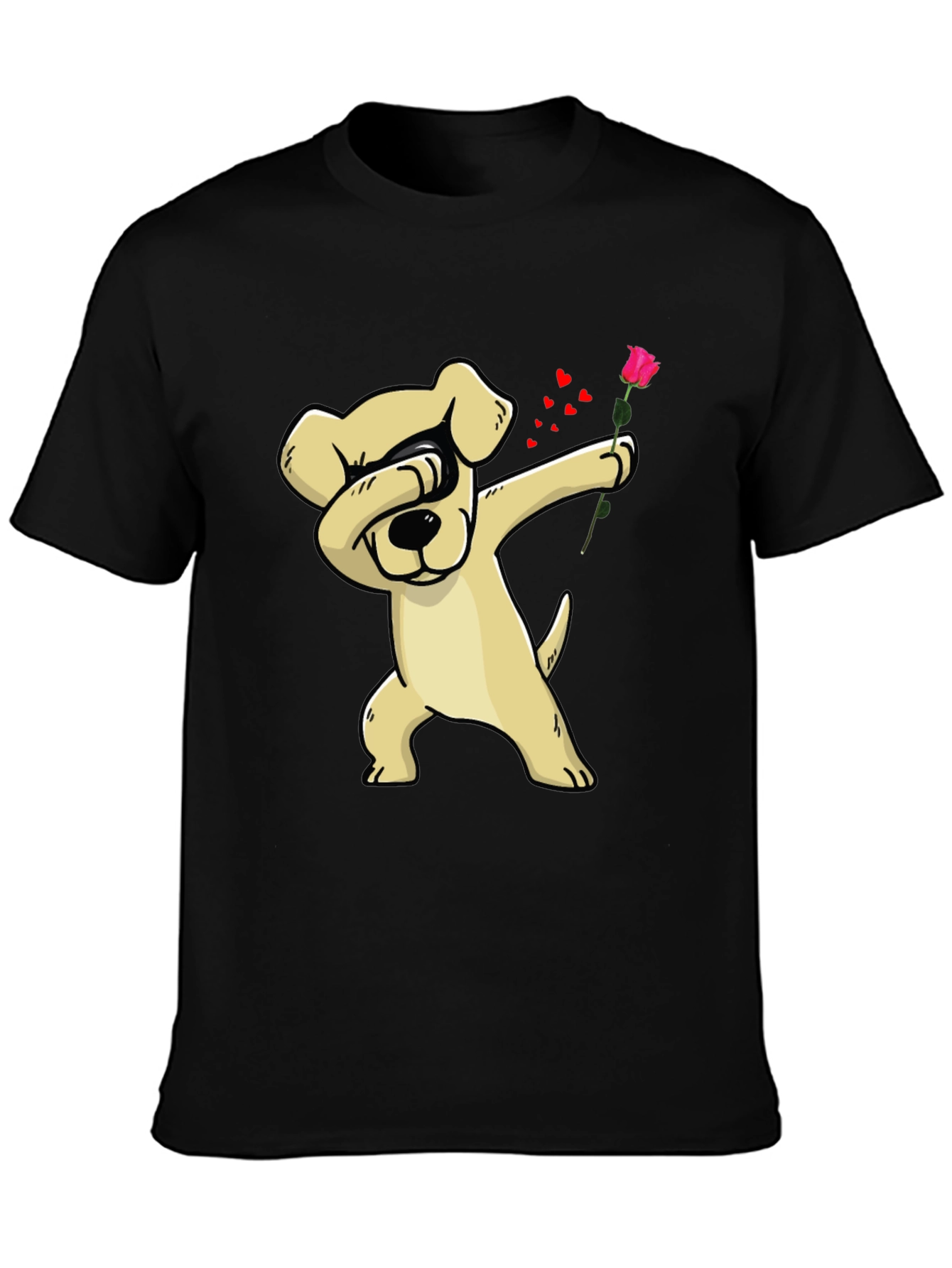 Dabbing Dog Rose Valentines Day T-Shirt