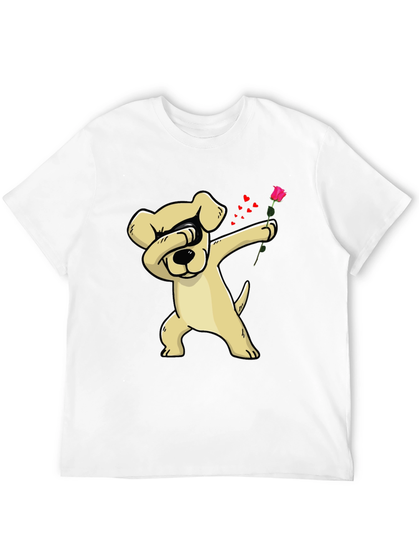 Dabbing Dog Rose Valentines Day T-Shirt