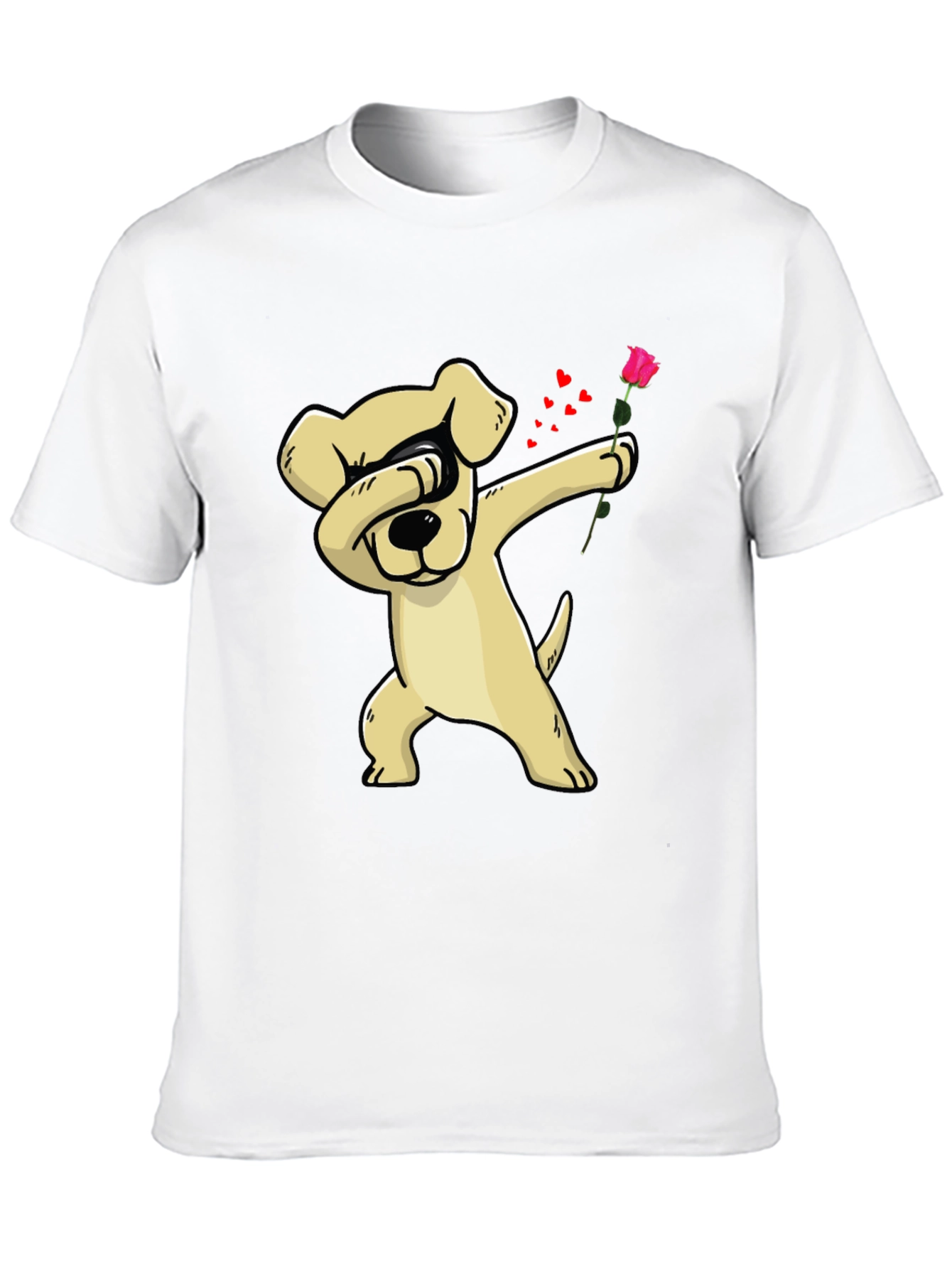 Dabbing Dog Rose Valentines Day T-Shirt