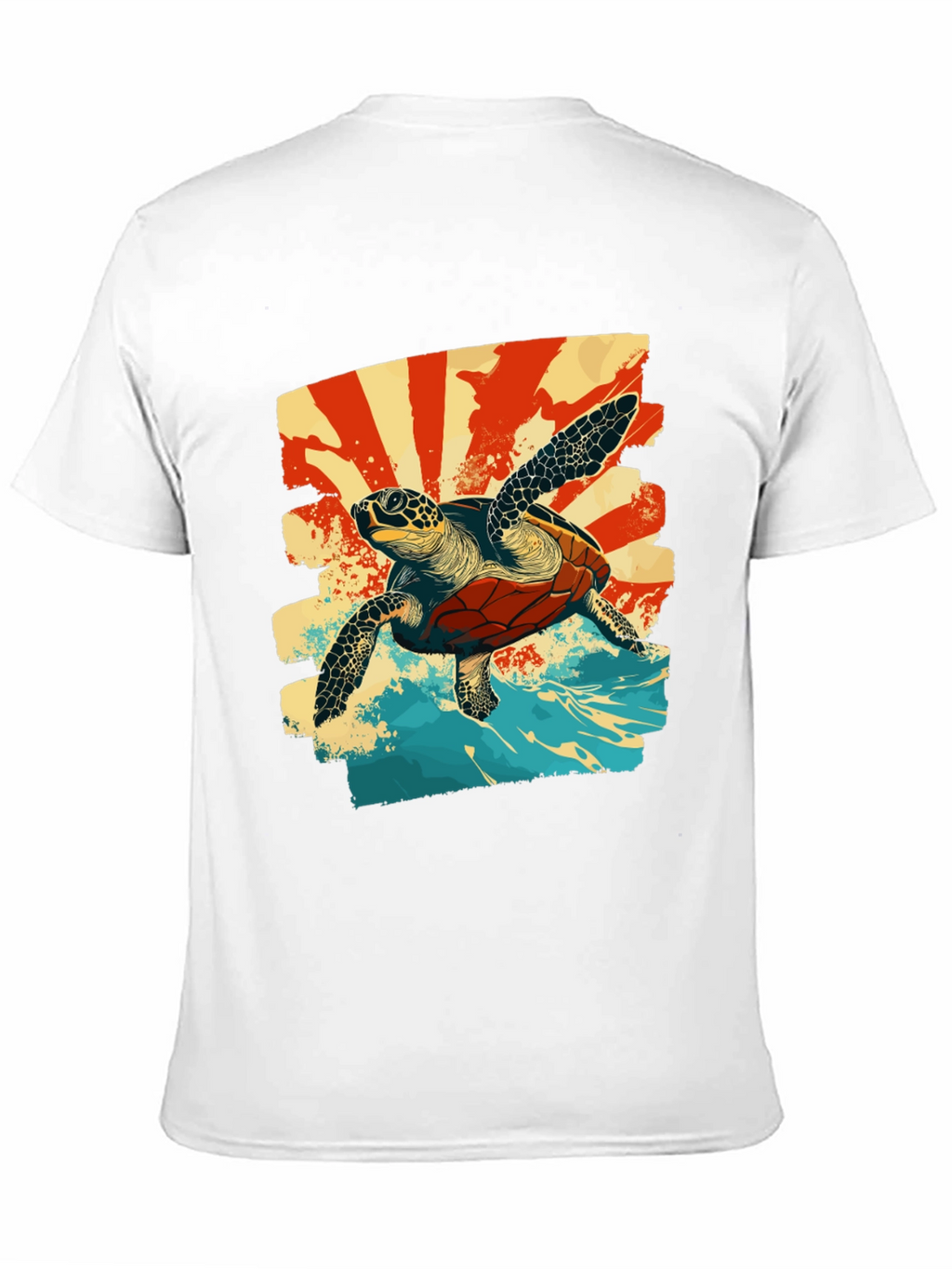 Retro Sea Turtle Graphic T-Shirt - Black